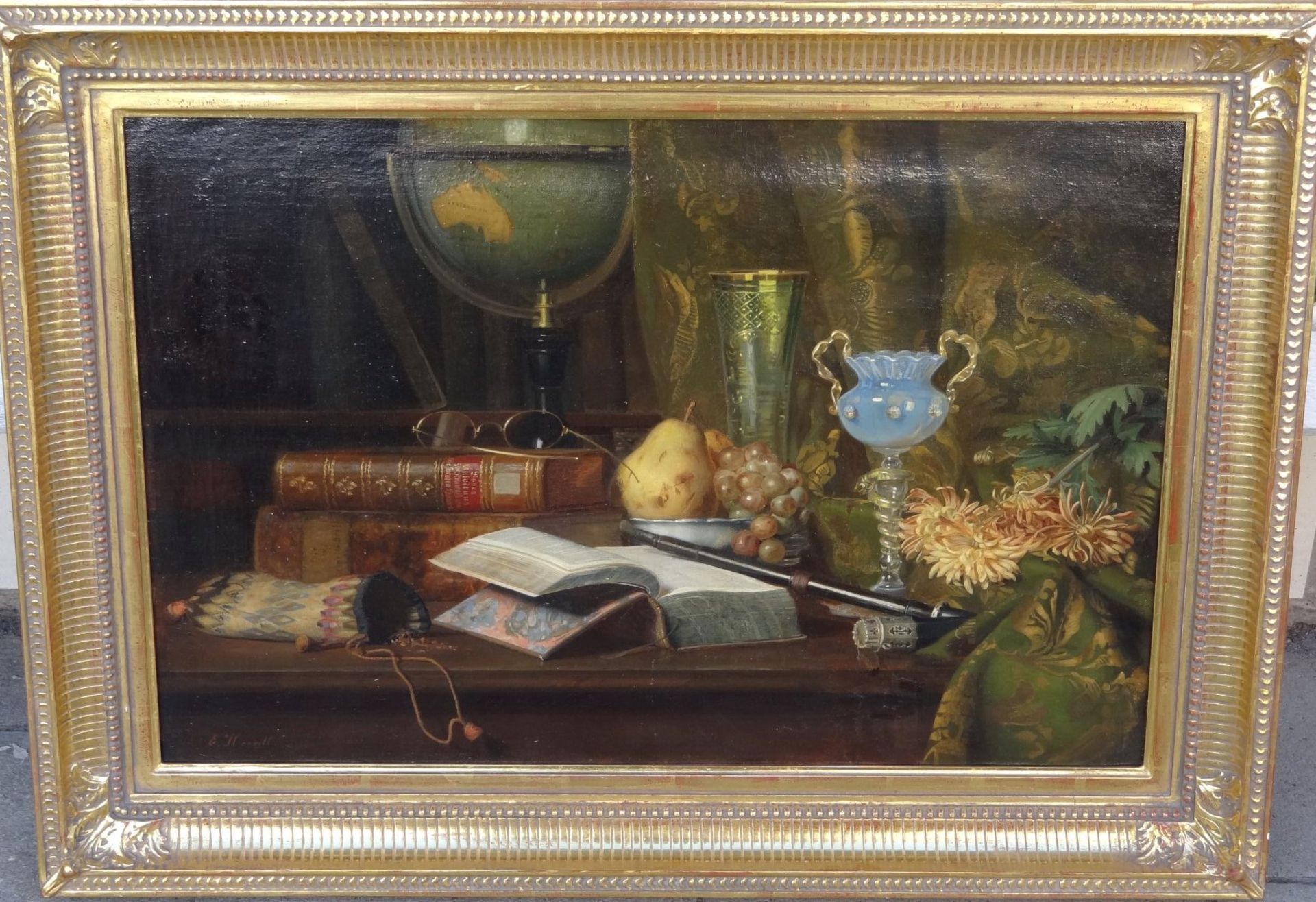 Emma HEERDT (1849-?) Stilleben mit Büchern" Öl/Leinen, 47x69 cm, gerahmt, RG 82x84 - Bild 2 aus 7