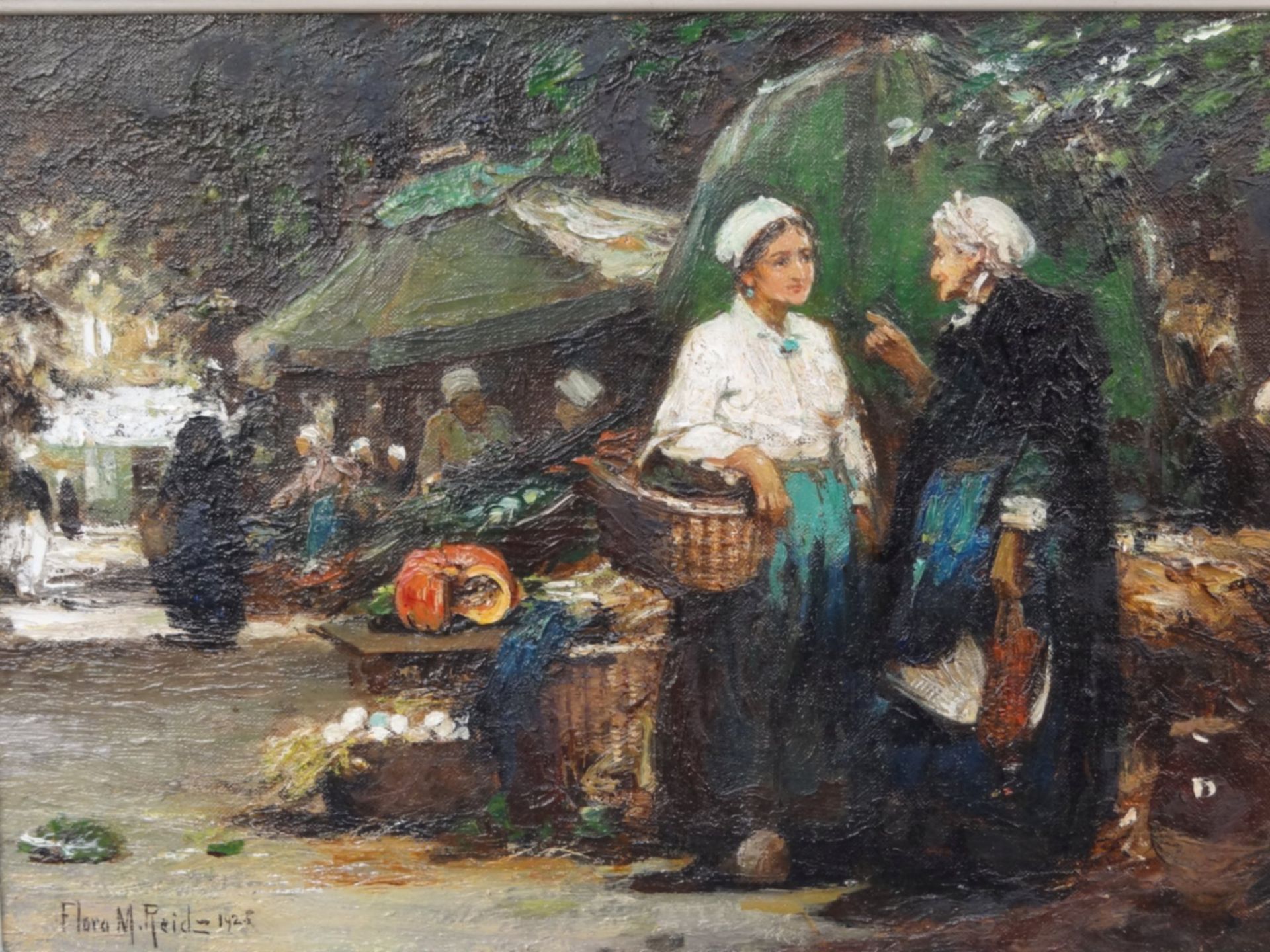 Flora MacDonald REID (1861-1938) "Marktgeschehen" Öl/Leinen, 27x37 cm, gerahmt, RG 38x48 c