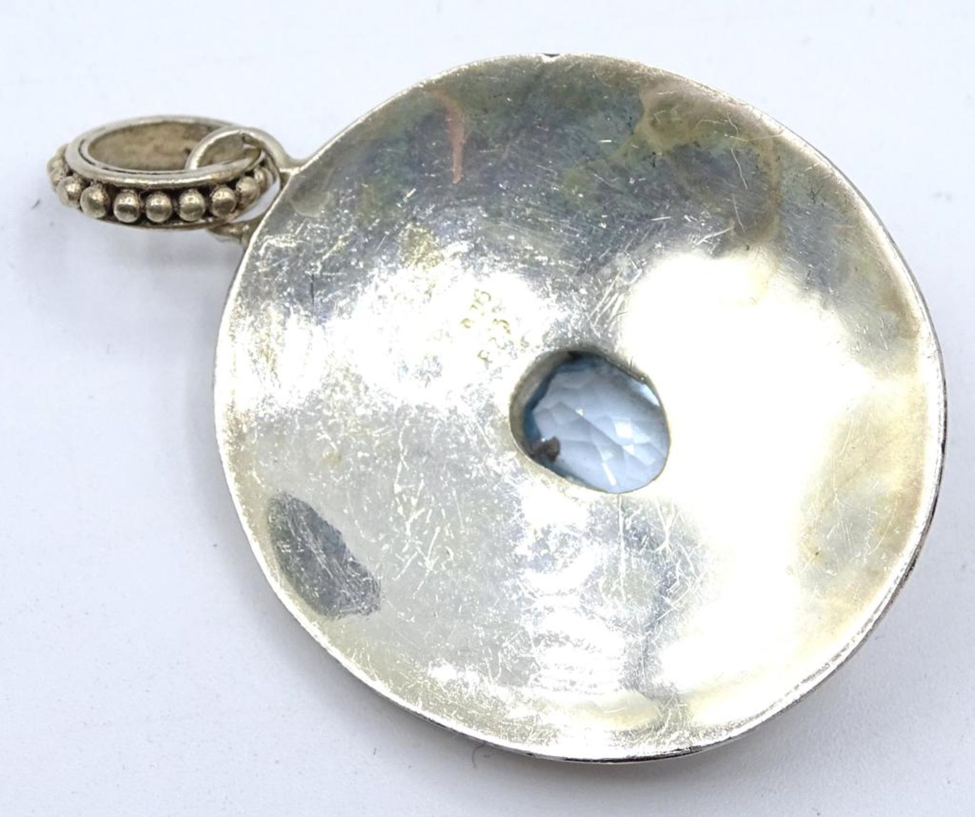 *Silber Anhänger 925/000 mit einen facettierten hellblauen Stein,L-4,2cm, 8,4gr - Bild 2 aus 2