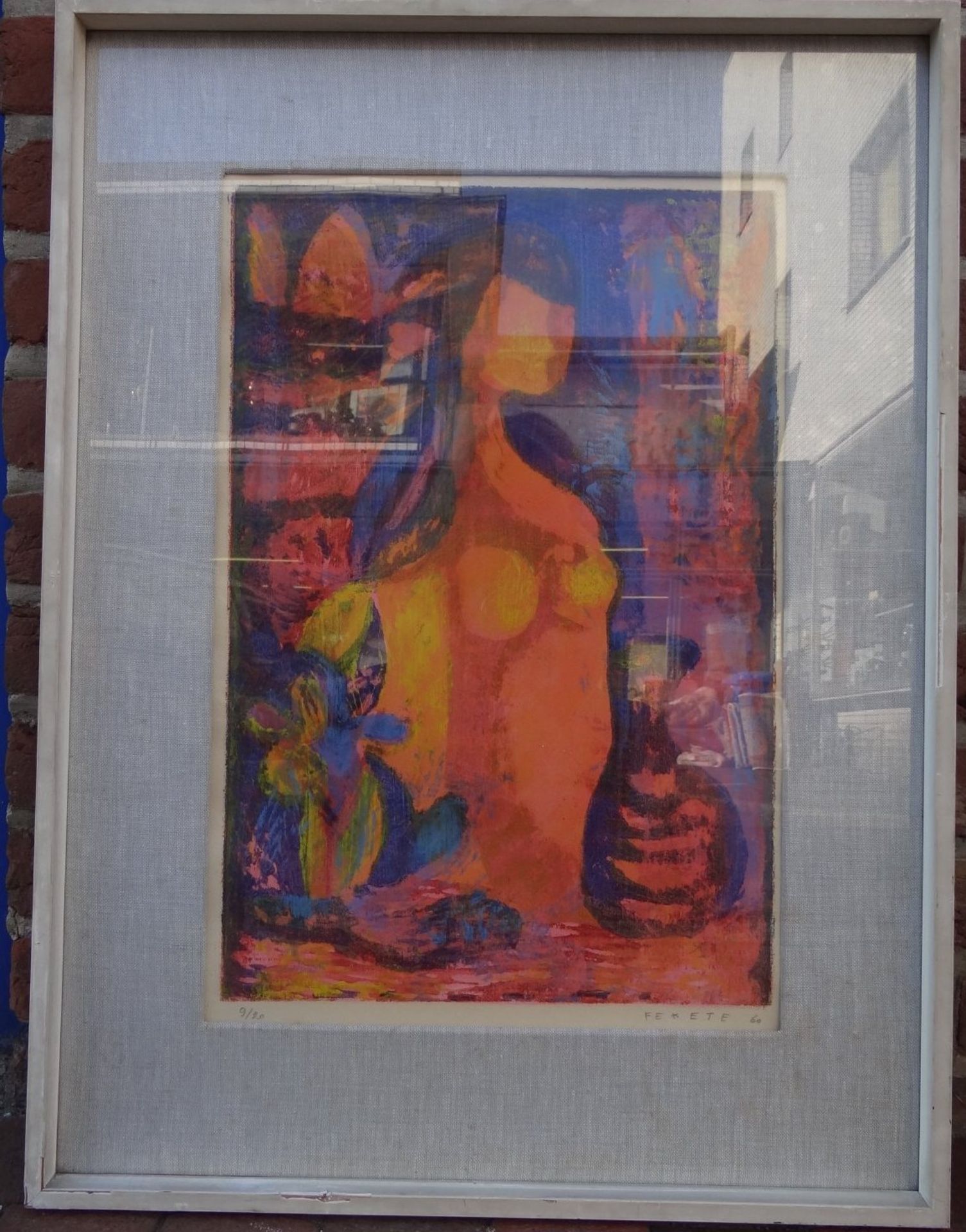 Esteban FEKETE (1924-2009), Holzschnitt, sign. und numm. 9/20, ger/Glas, RG 81x62 cm - Bild 3 aus 5