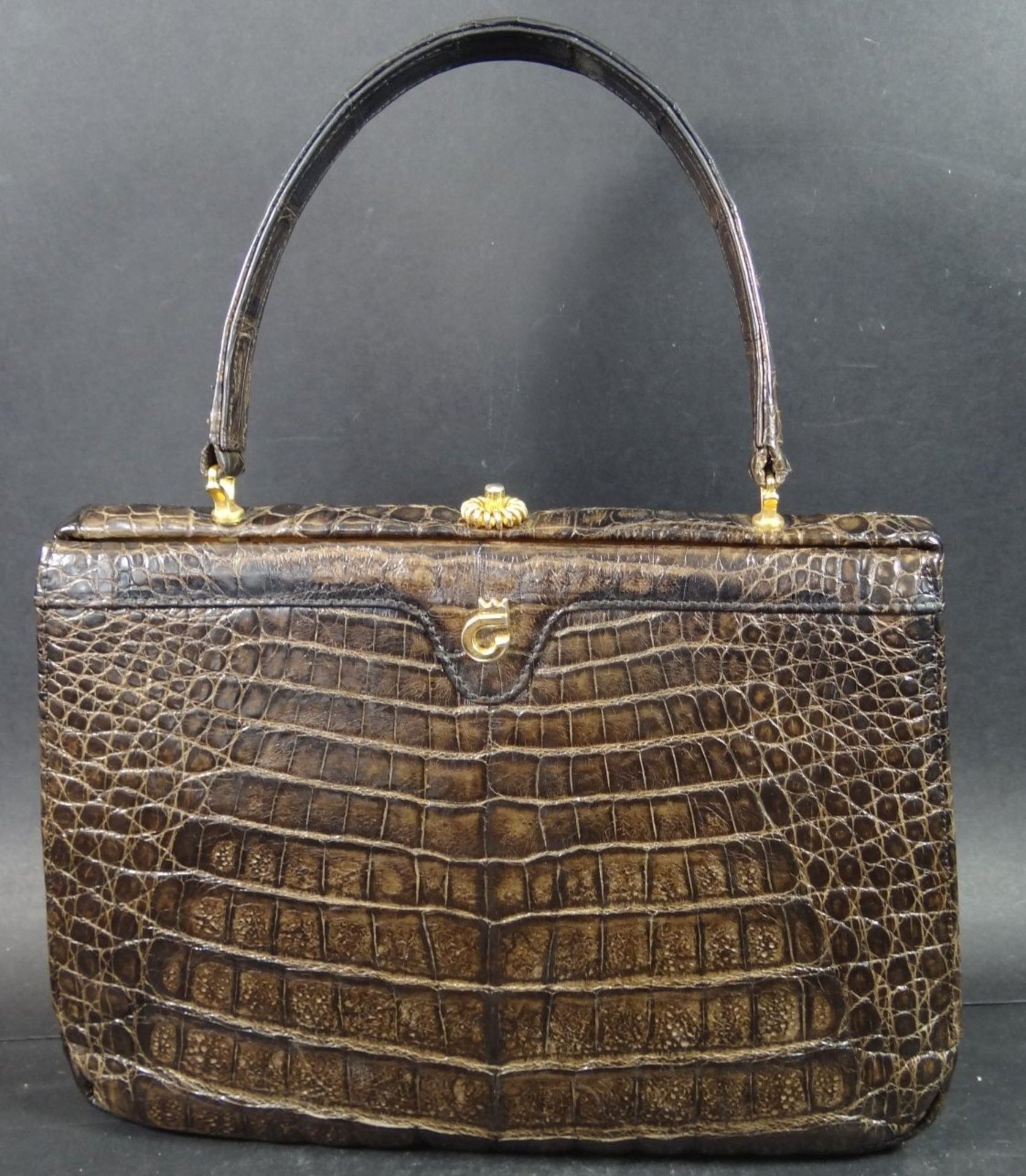 Krokoleder-Handtasche "Comtesse", 18x25cm - Bild 2 aus 5