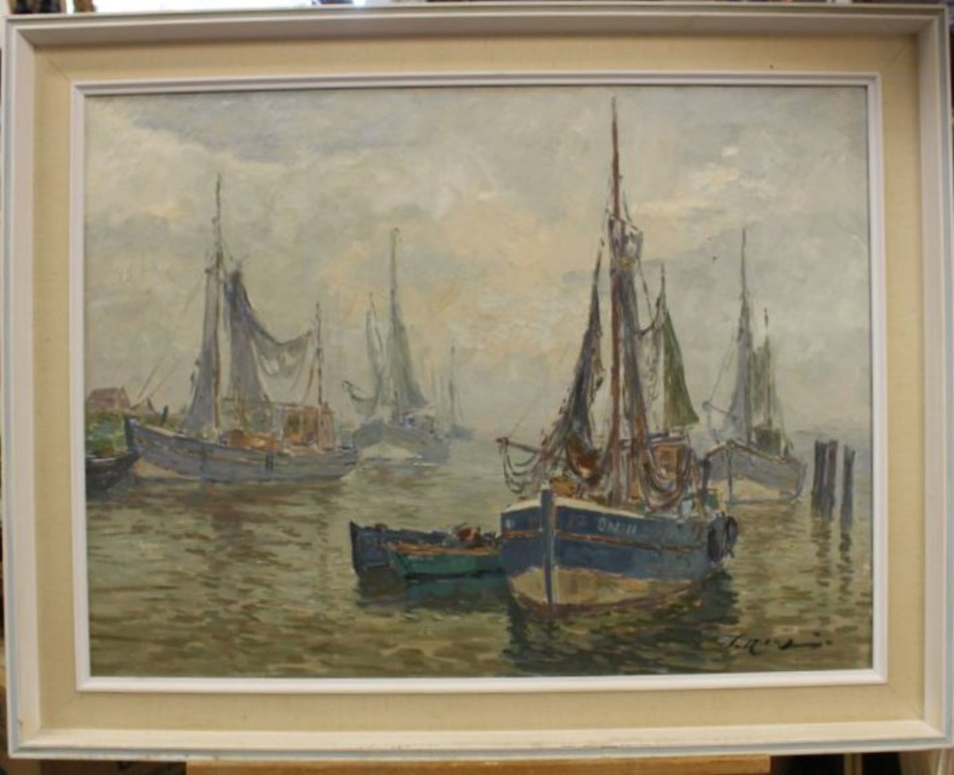 Paul Ernst WILKE (1894-1972) "Fischerboote", Öl/Leinwand, gerahmt, RG 74 x 94cm. - Bild 3 aus 4