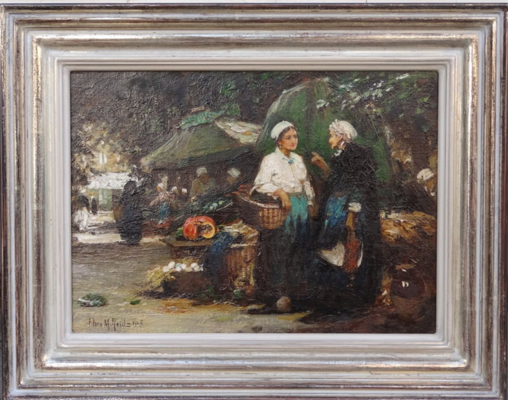 Flora MacDonald REID (1861-1938) "Marktgeschehen" Öl/Leinen, 27x37 cm, gerahmt, RG 38x48 c - Bild 2 aus 6