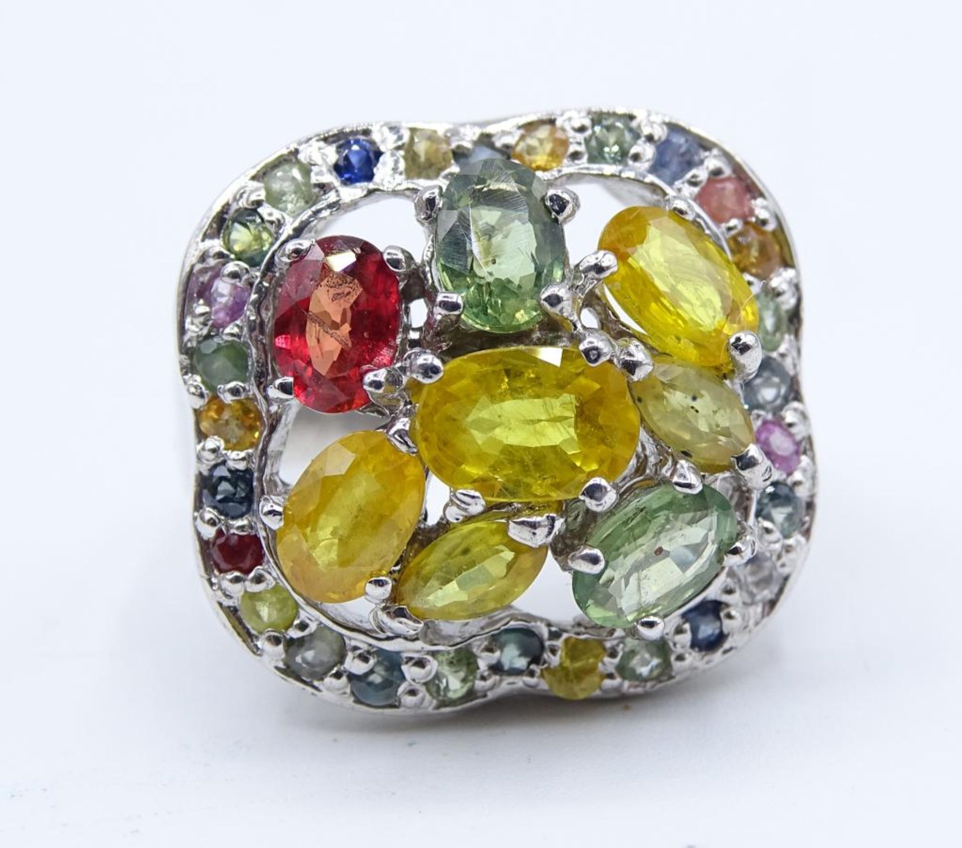 Fancy Farben Saphir Ring,Sterling Silber, 9,6gr., RG 58 - Image 6 of 6
