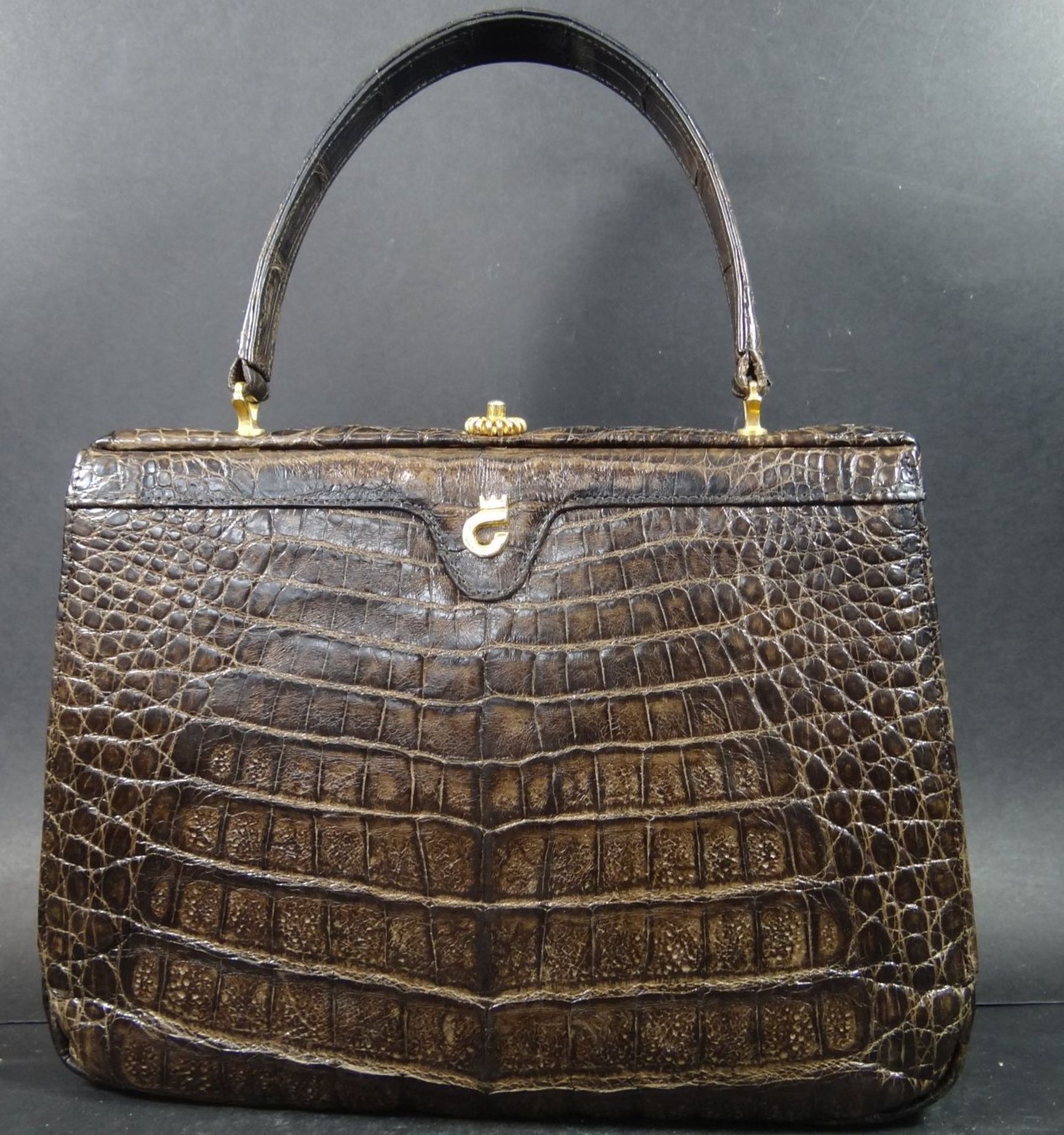 Krokoleder-Handtasche "Comtesse", 18x25cm