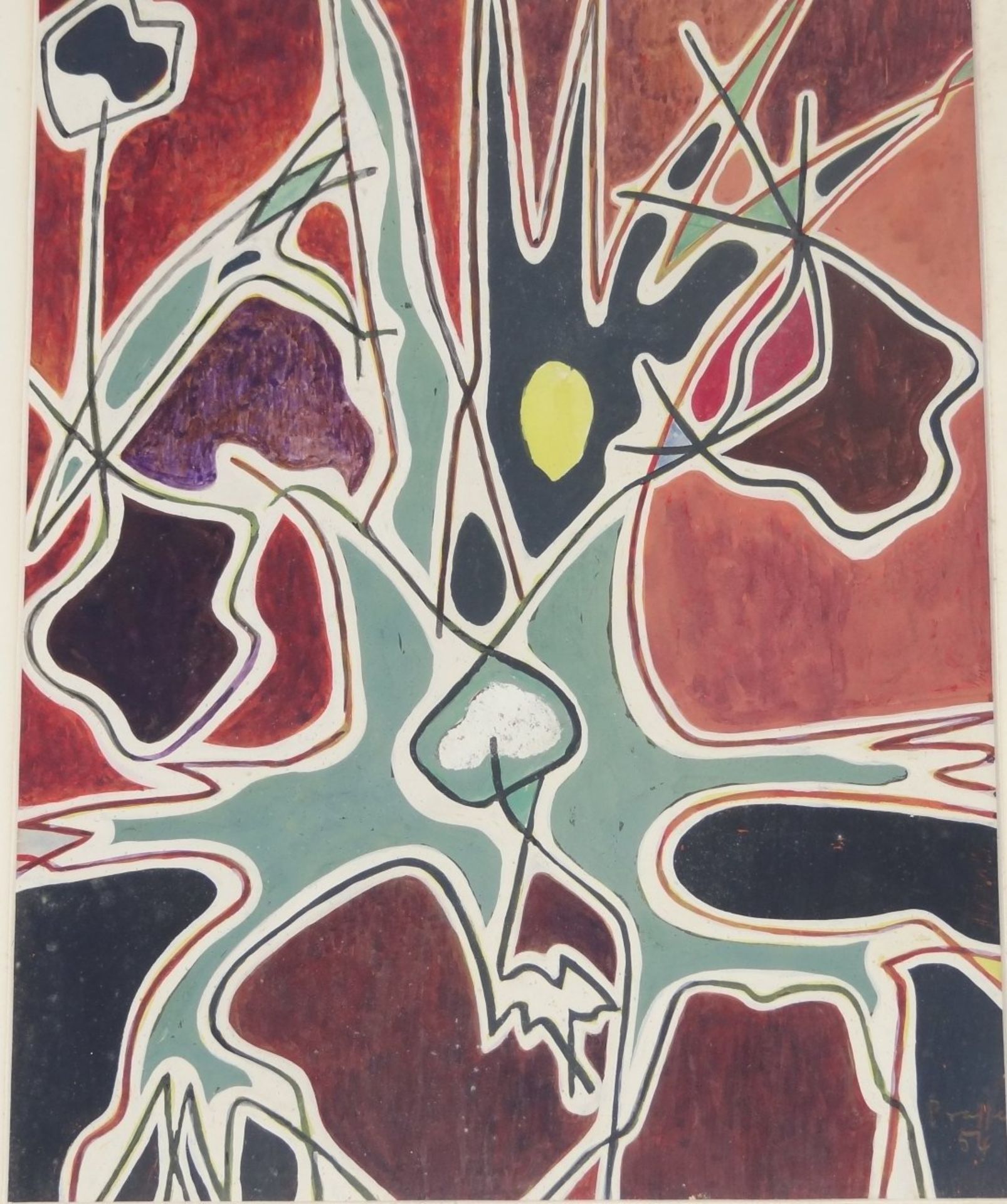 Karl PRASSE (1906-1997), 1954, modernes Aquarell, ger/Glas, RG 56x46 cm