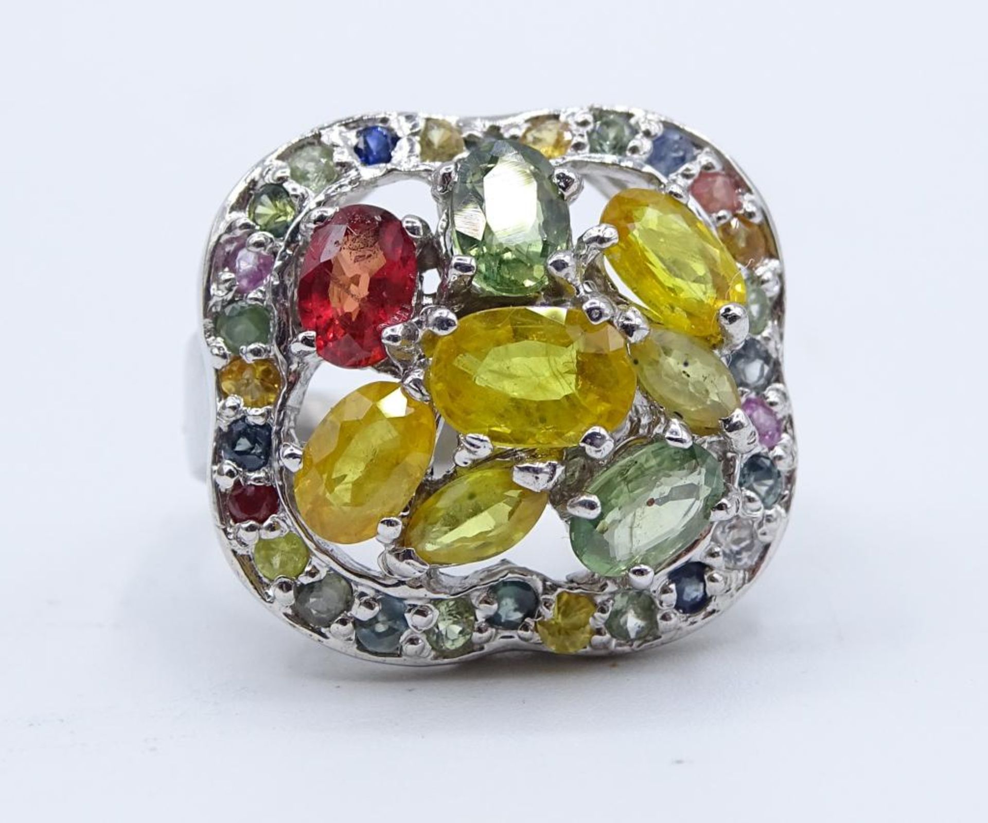 Fancy Farben Saphir Ring,Sterling Silber, 9,6gr., RG 58 - Image 5 of 6