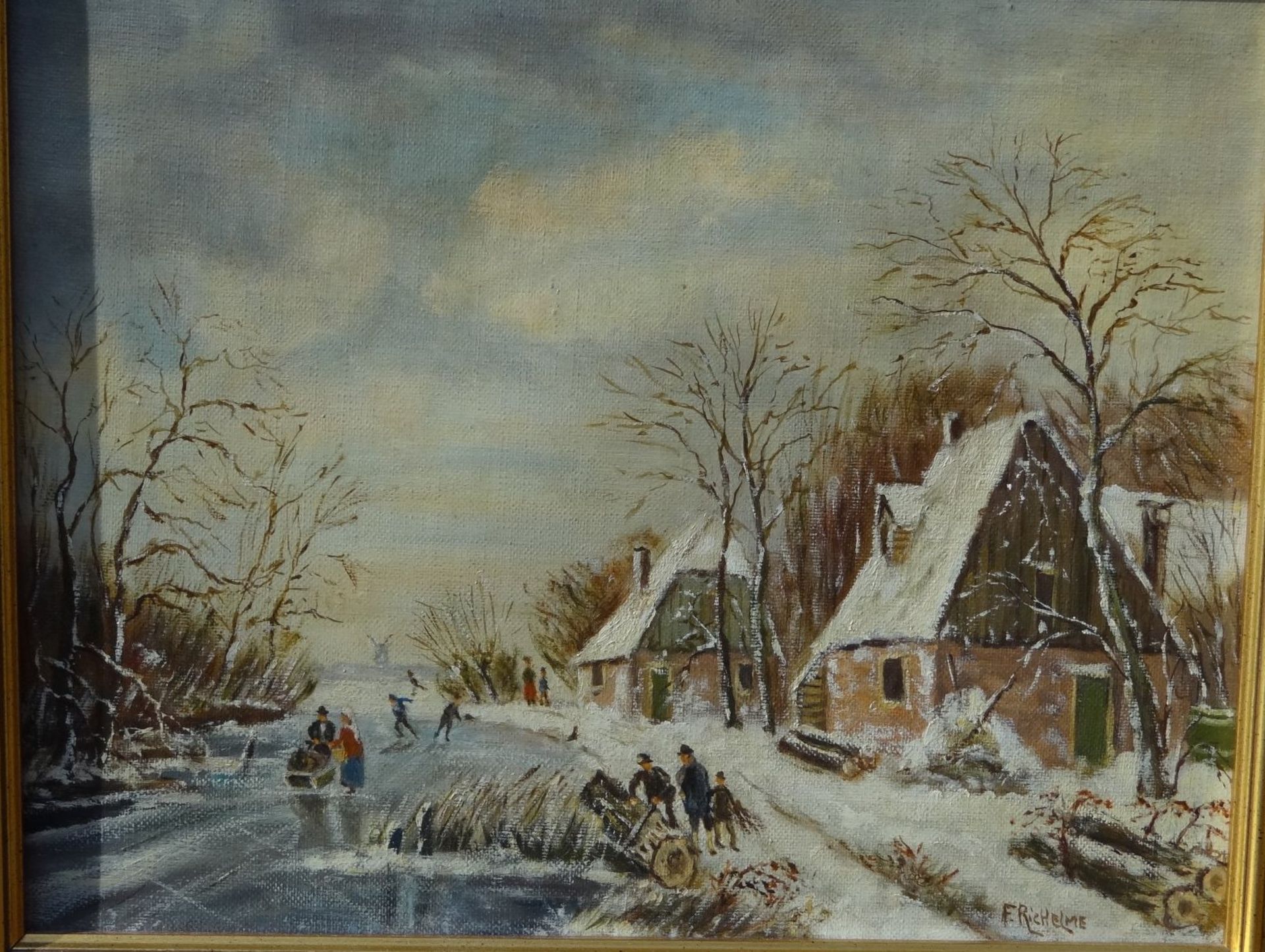 F. Riehelme "Winterlandschaft", Öl/Leinen, gerahmt, 30x36 c