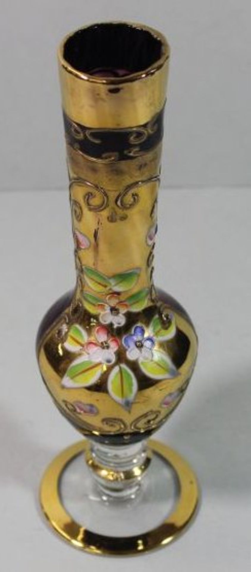 Vase auf Stand, Emaillemalerei, wohl Italien, H-20,5cm. - Bild 2 aus 2