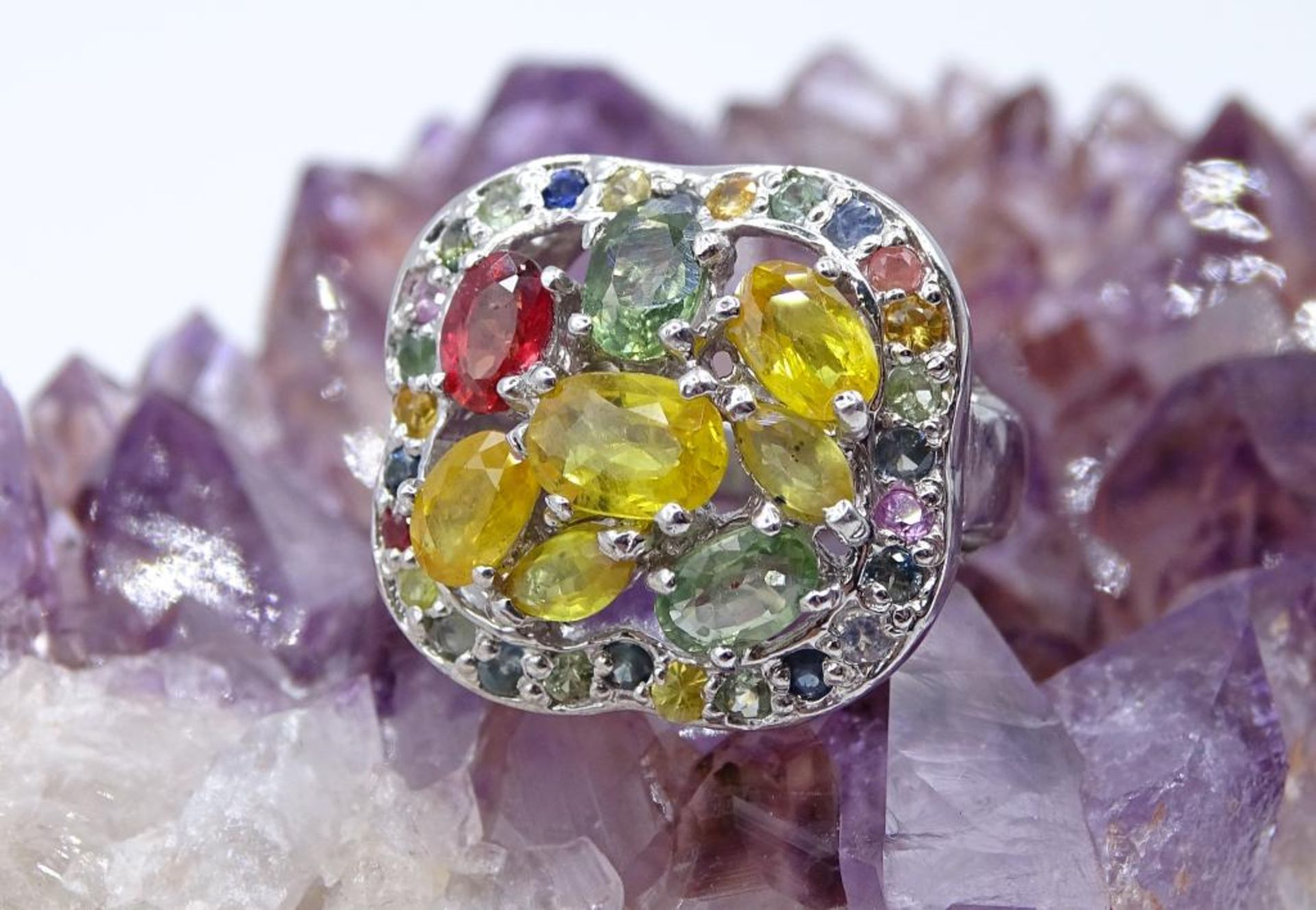 Fancy Farben Saphir Ring,Sterling Silber, 9,6gr., RG 58 - Image 2 of 6