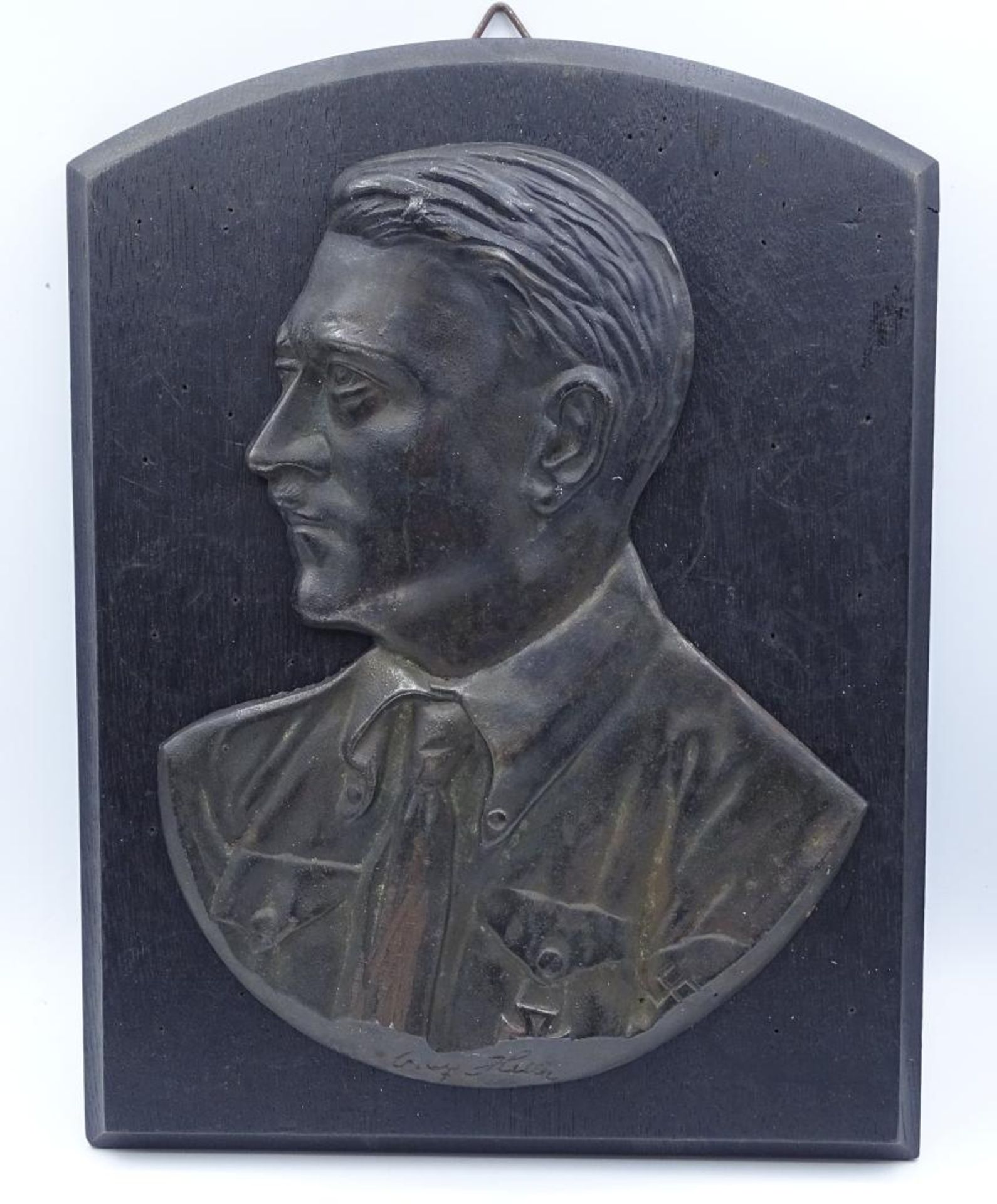 Adolf Hitler Plakette auf Holzplatte,27x20cm