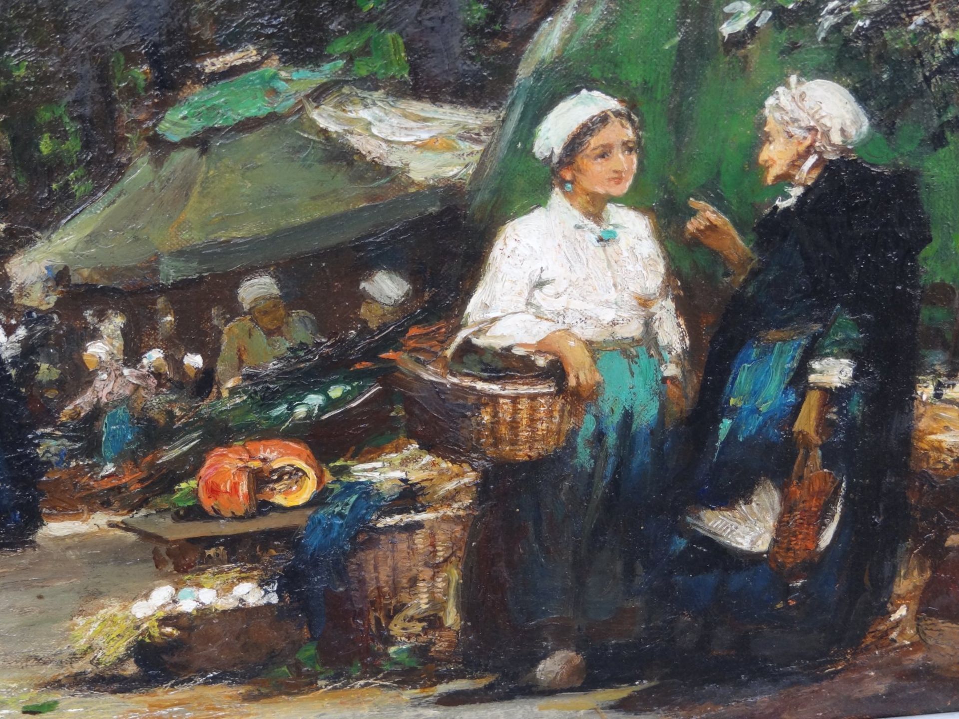 Flora MacDonald REID (1861-1938) "Marktgeschehen" Öl/Leinen, 27x37 cm, gerahmt, RG 38x48 c - Bild 3 aus 6