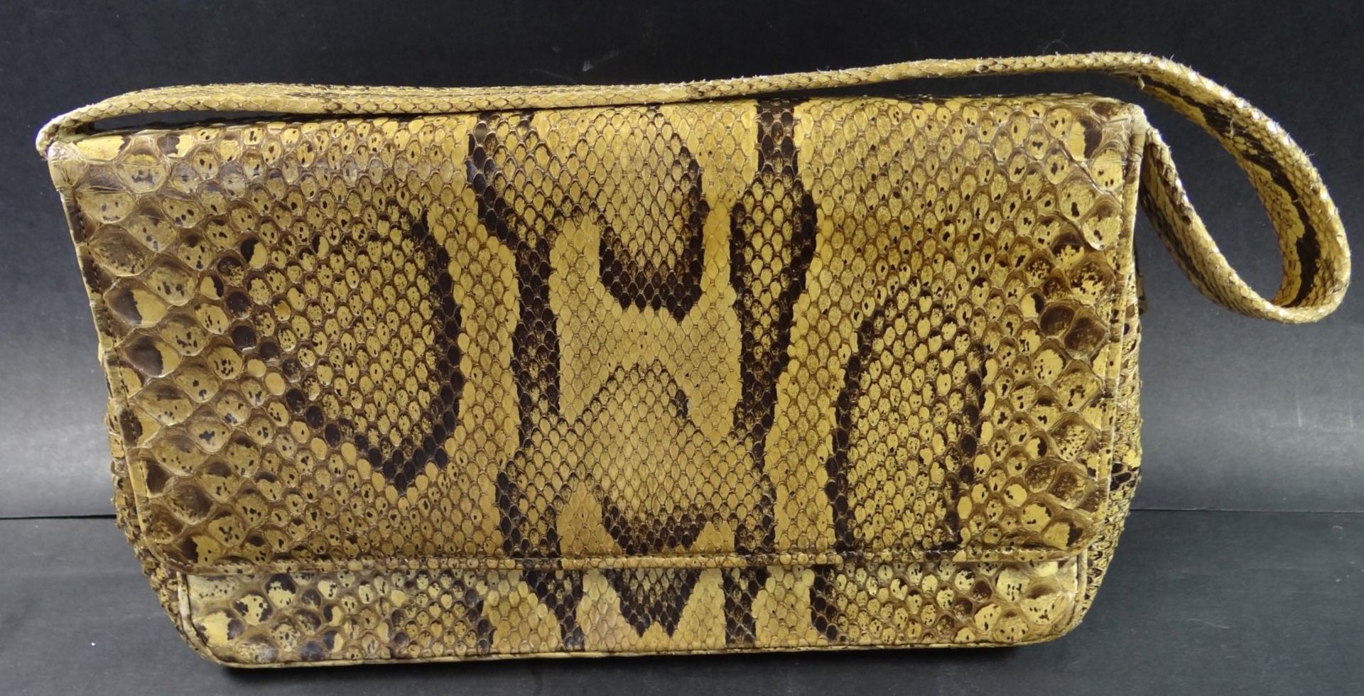 kl. alte Abendtasche, Schlangenleder, 13x25 cm, Alters-u. Gebrauchsspuren - Bild 3 aus 6