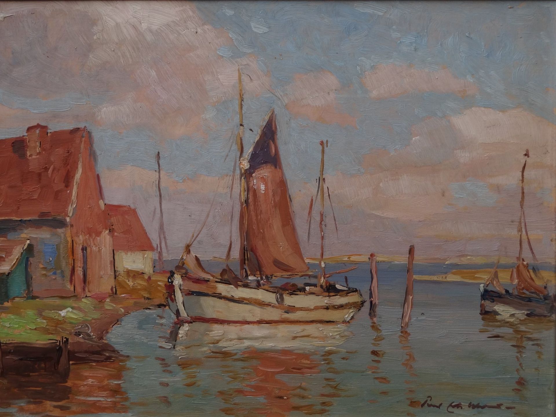 Paul Ernst WILKE (1894-1972), 1954 "Oste-Küste" betitelt, Öl/Malfaser, gerahmt, RG 44x54