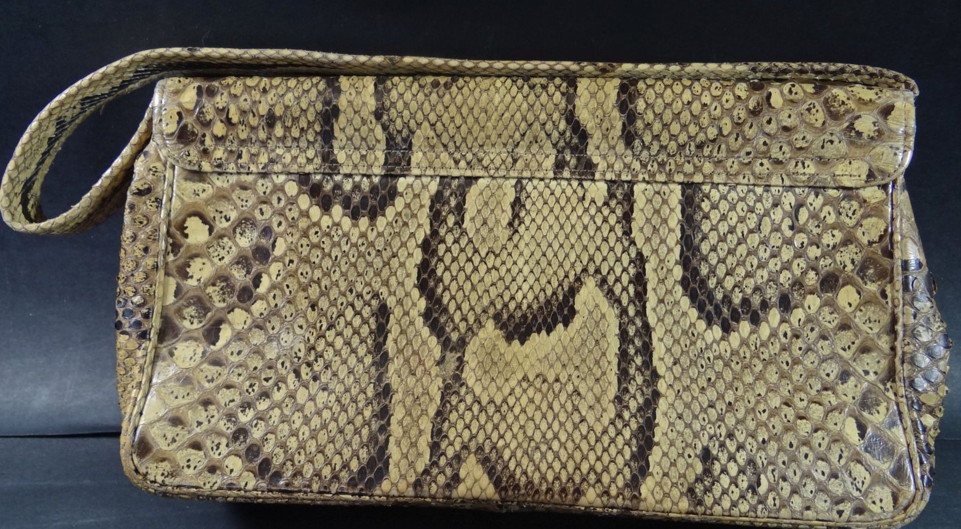 kl. alte Abendtasche, Schlangenleder, 13x25 cm, Alters-u. Gebrauchsspuren - Bild 5 aus 6