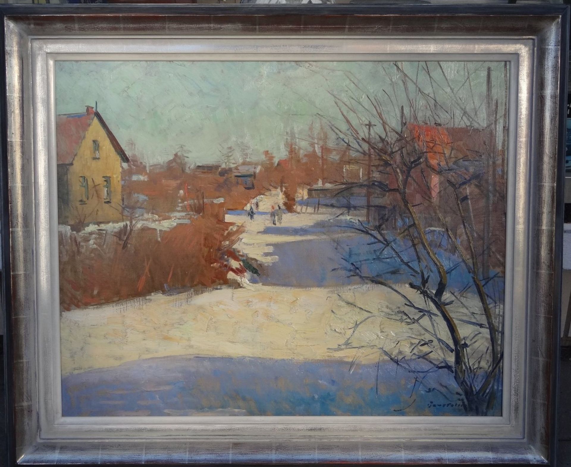 Hans HAUSFELDT (1902-1977/83) "Schwarzer Weg in Steilshoop, HH"Öl/Leinen, gerahmt, 64x80 cm, gerahmt - Bild 2 aus 7