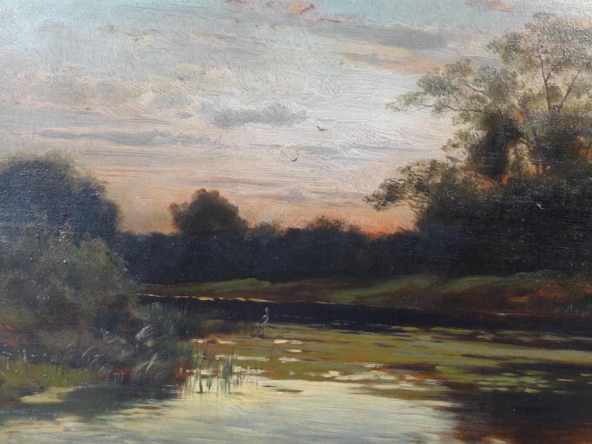 Ludwig LANCKOW (1845-1908) "Abendstimmung" Öl/Holz, gerahmt, verso betitelt, RG 38x53 c - Bild 3 aus 6