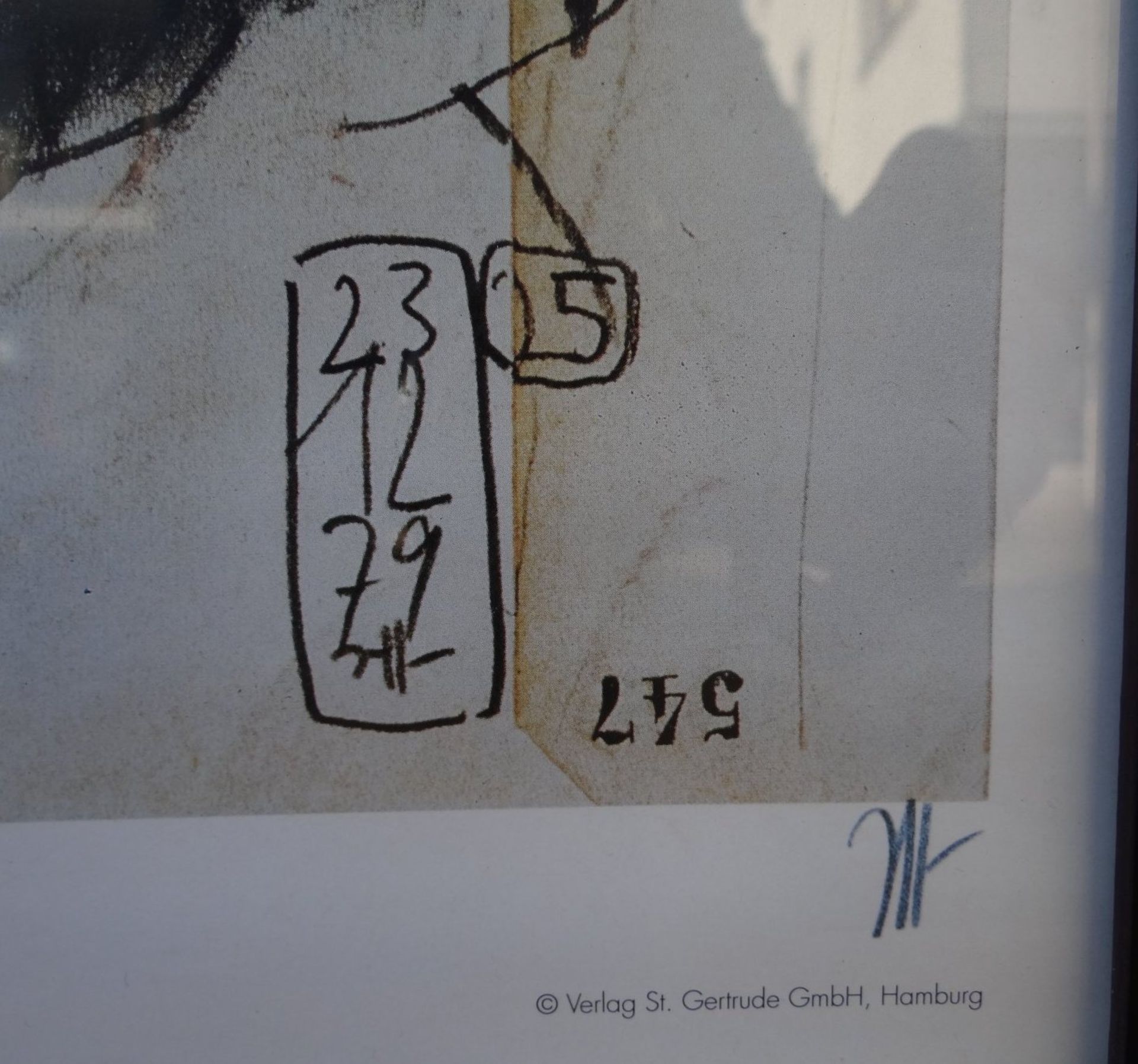 Horst JANSSEN (1929-1995) "mit Schal" Siebdruck signiert, ger/Glas, RG 64x47 cm - Bild 4 aus 4