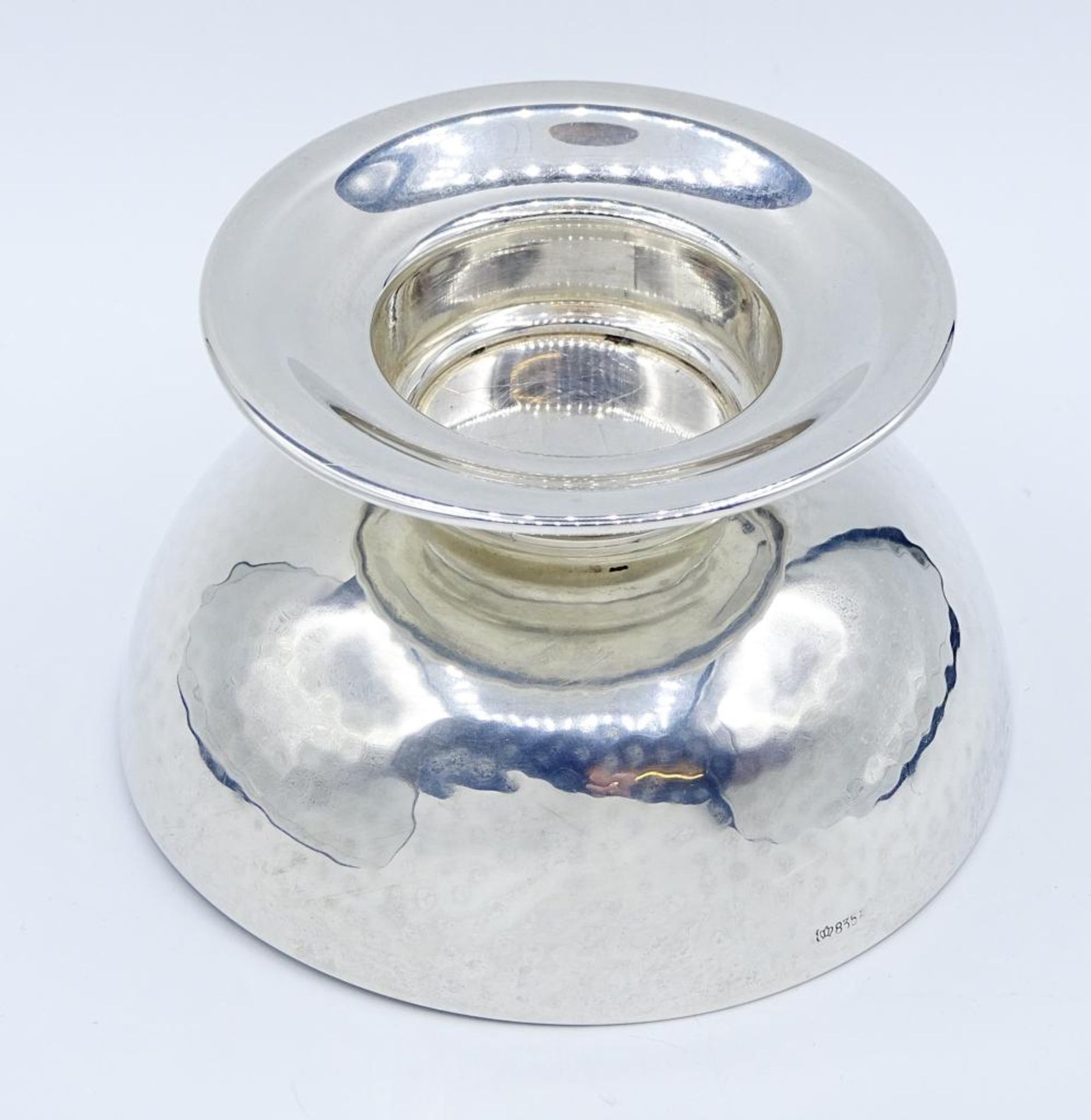 Großer Teelichthalter Silber 835/000,Hammerschlagdekor,H-6,5cm,d-11,5cm,gefüllter Stan