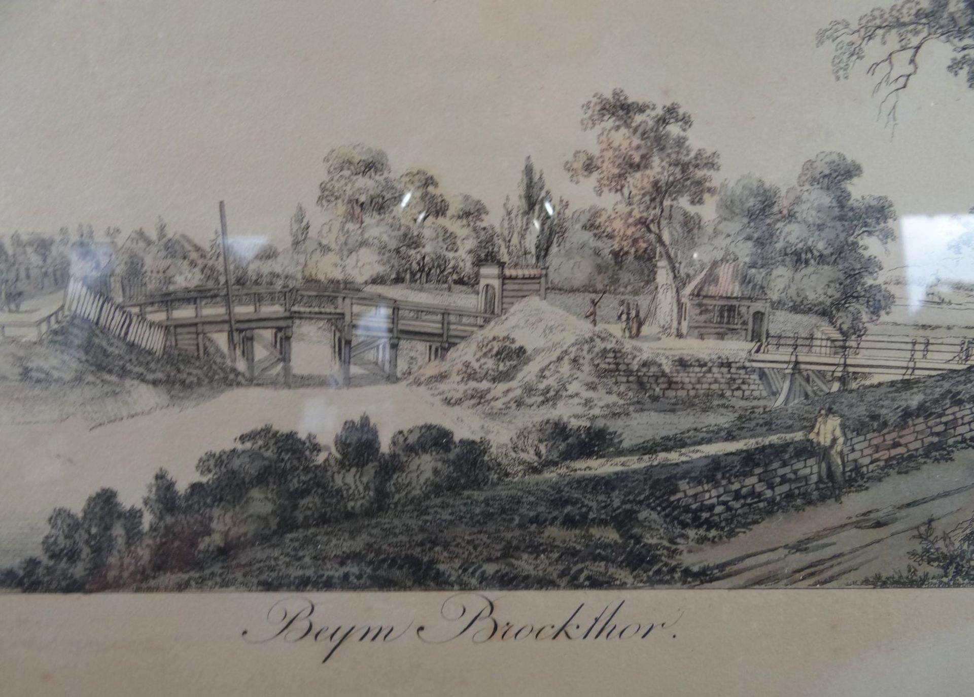 Friedrich ROSENBERG (1758-1833) "Beym Brockthor" color. Stich um 1790, ger/Glas, RG 39x34 cm - Bild 4 aus 4
