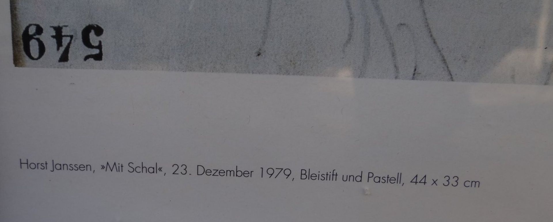Horst JANSSEN (1929-1995) "mit Schal" Siebdruck signiert, ger/Glas, RG 64x47 cm - Bild 3 aus 4