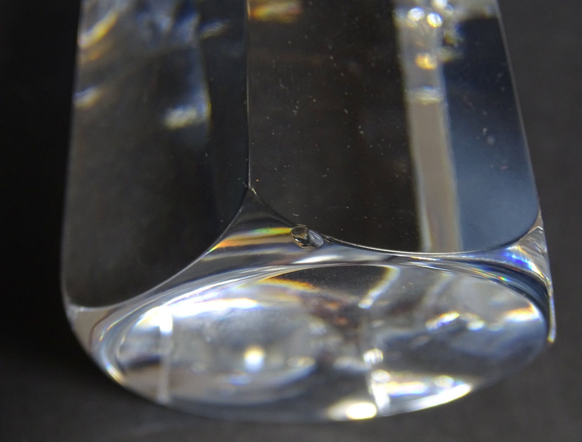 schwere Kristall-Karaffe, H-28 cm, Stöpsel minim. Abplatze - Bild 4 aus 5