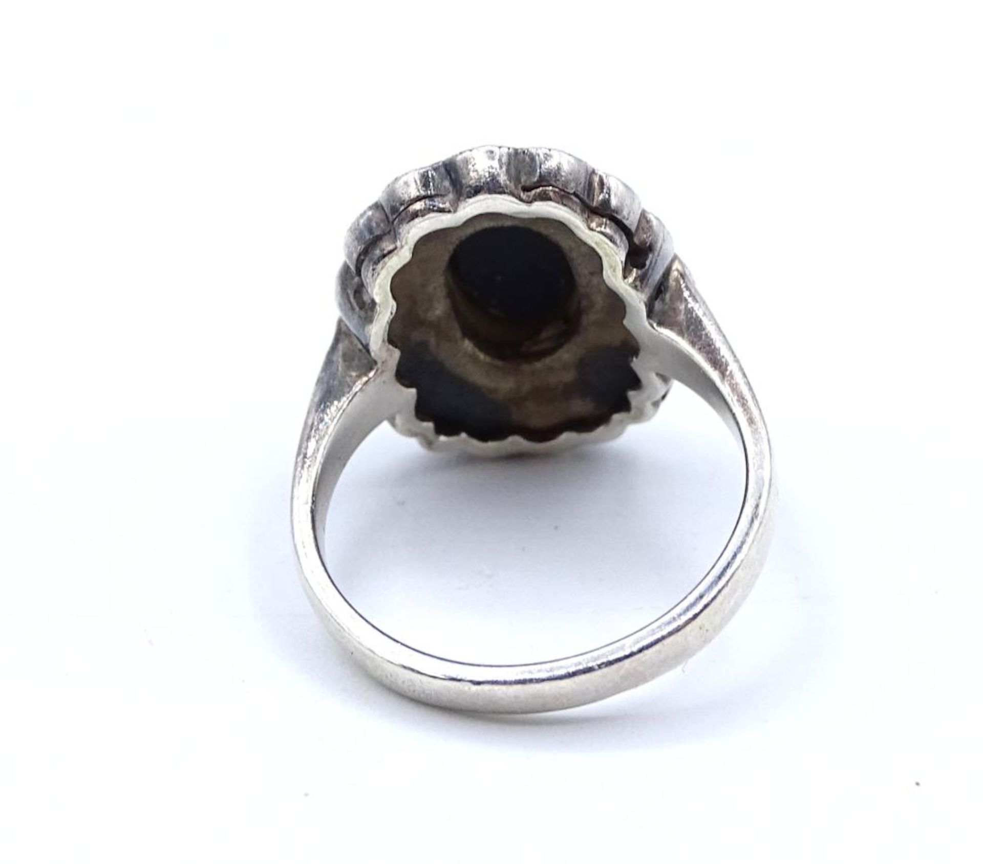 Markasiten Silber Ring mit einen schwarzen Stein in ovaler Form, 5,2gr., Silber 925/000,RG 52 - Image 4 of 4