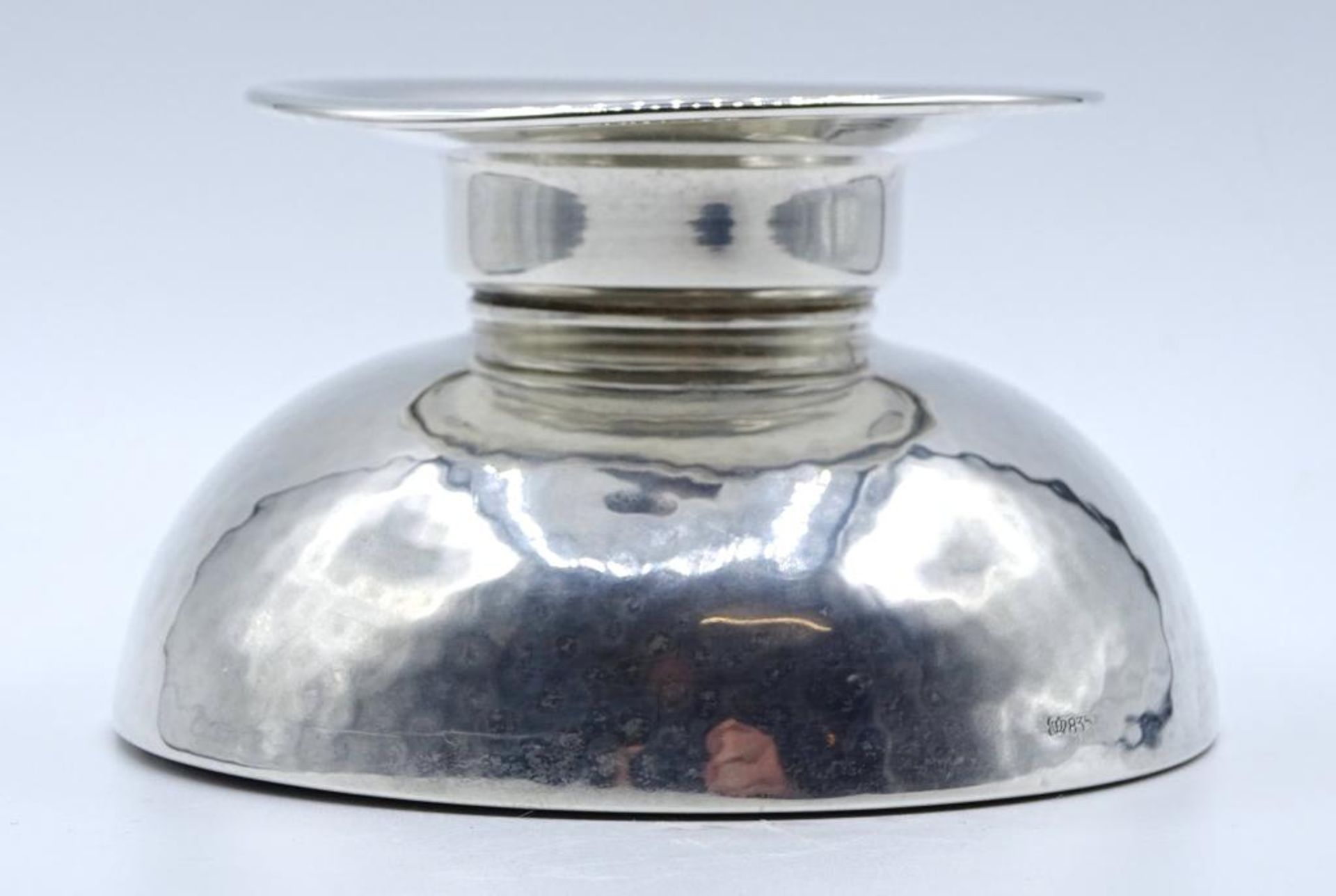 Großer Teelichthalter Silber 835/000,Hammerschlagdekor,H-6,5cm,d-11,5cm,gefüllter Stan - Bild 4 aus 6
