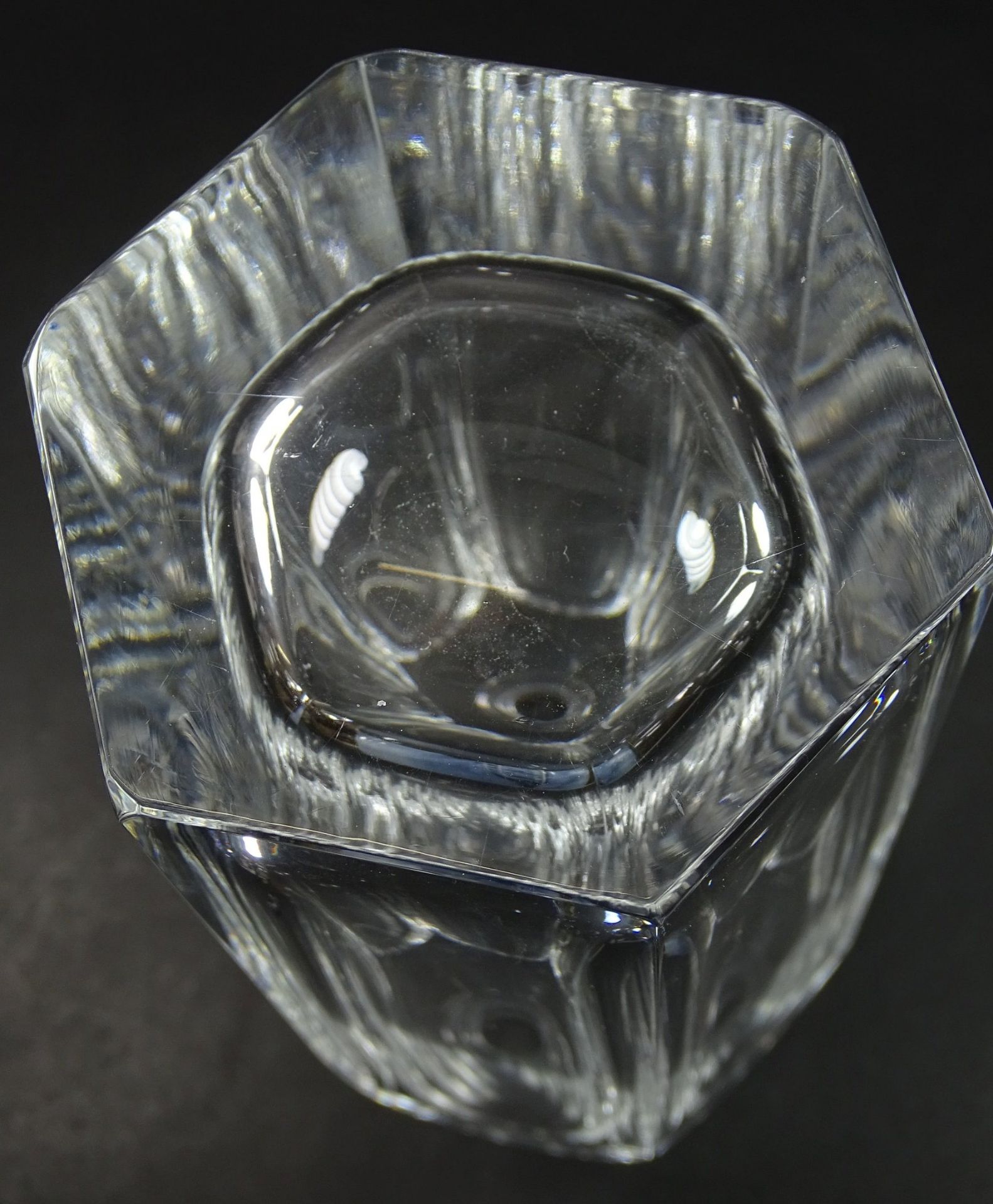 schwere Kristall-Karaffe, H-28 cm, Stöpsel minim. Abplatze - Bild 5 aus 5