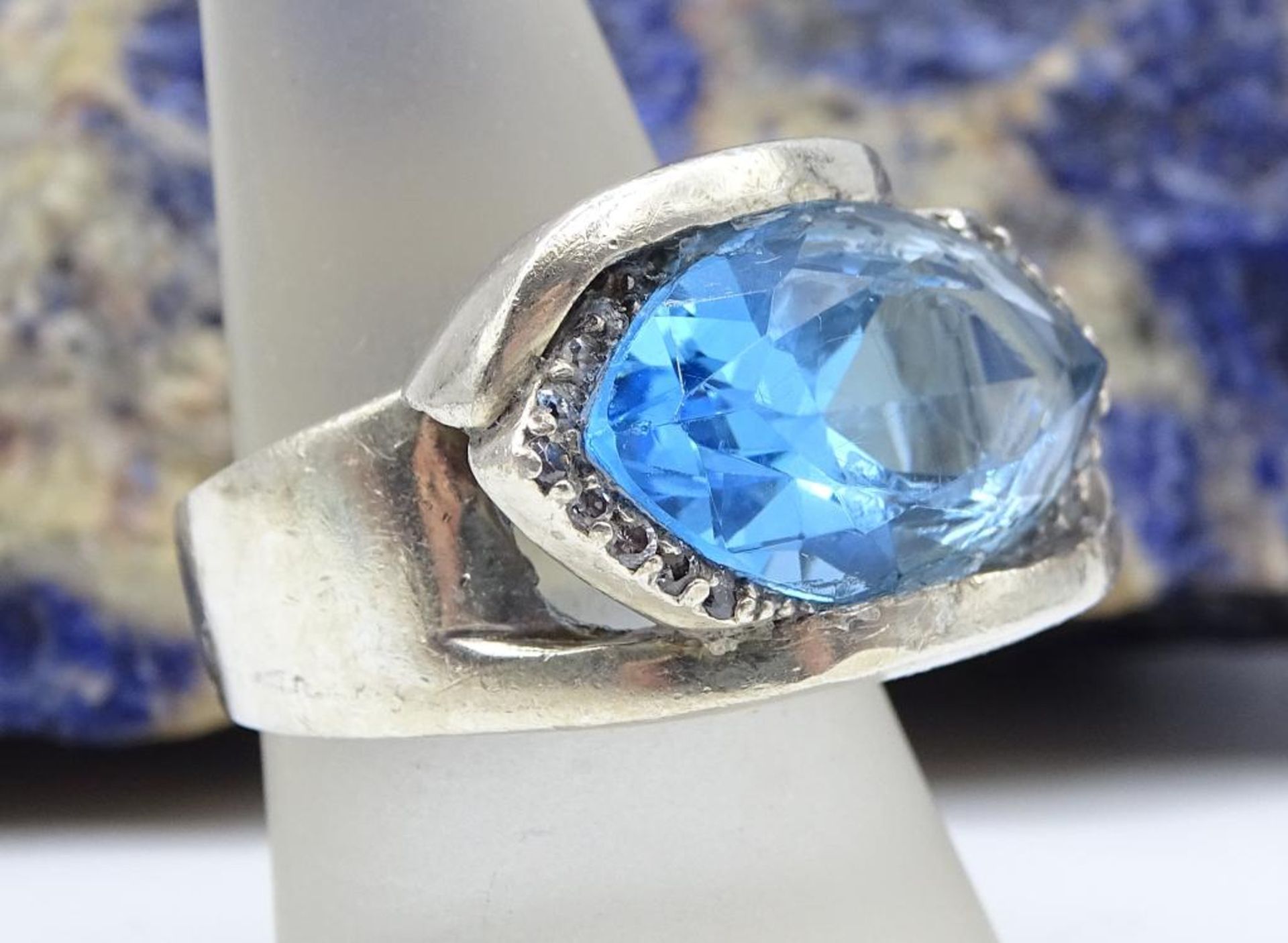 *Silberring 925/000 mit einen hellblauen Stein, 17,2gr.,RG 58 - Bild 2 aus 3