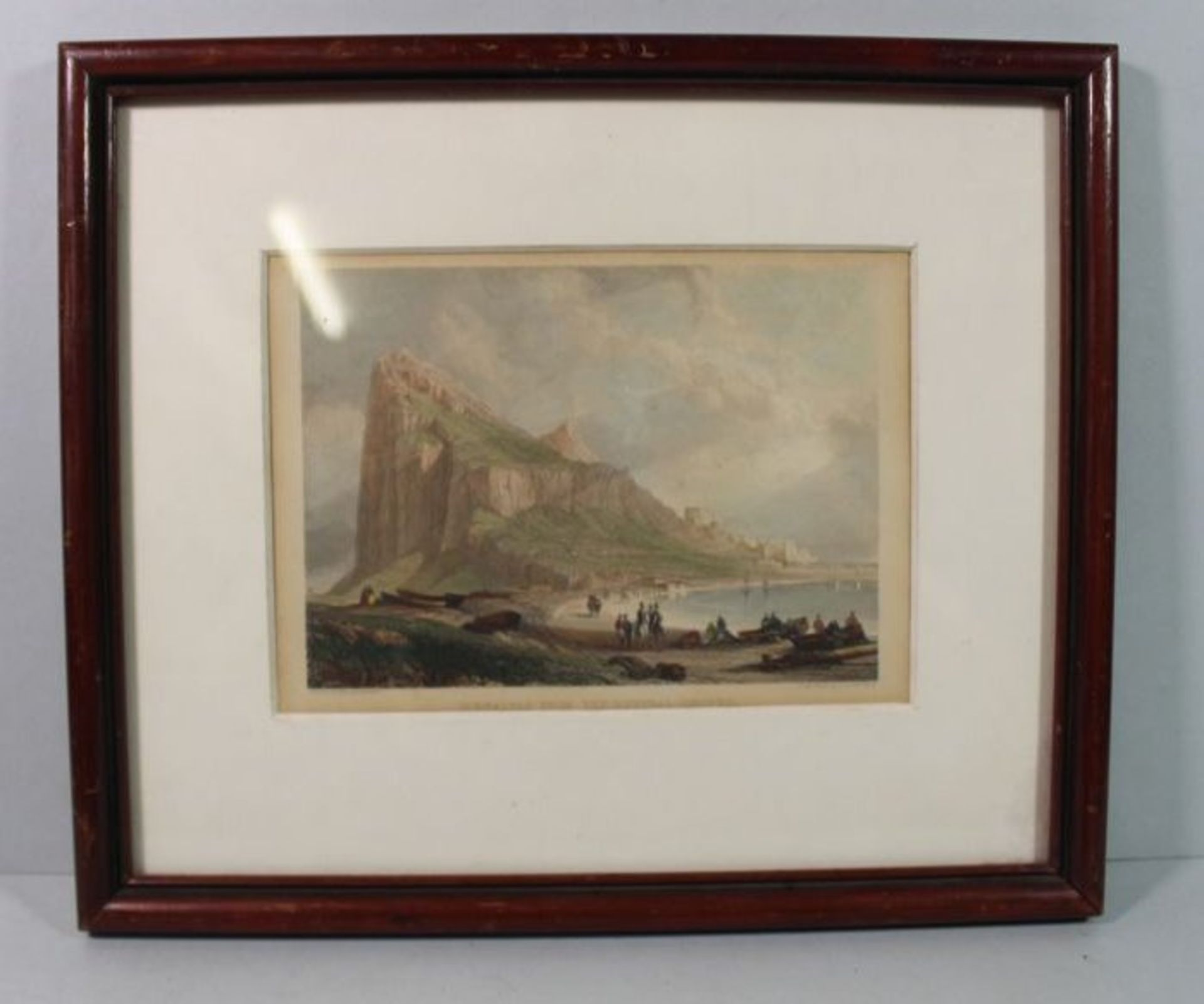color. Stich "Gibraltar from the Neutral Ground", ger./Glas, RG 22 x 26cm. - Bild 3 aus 3