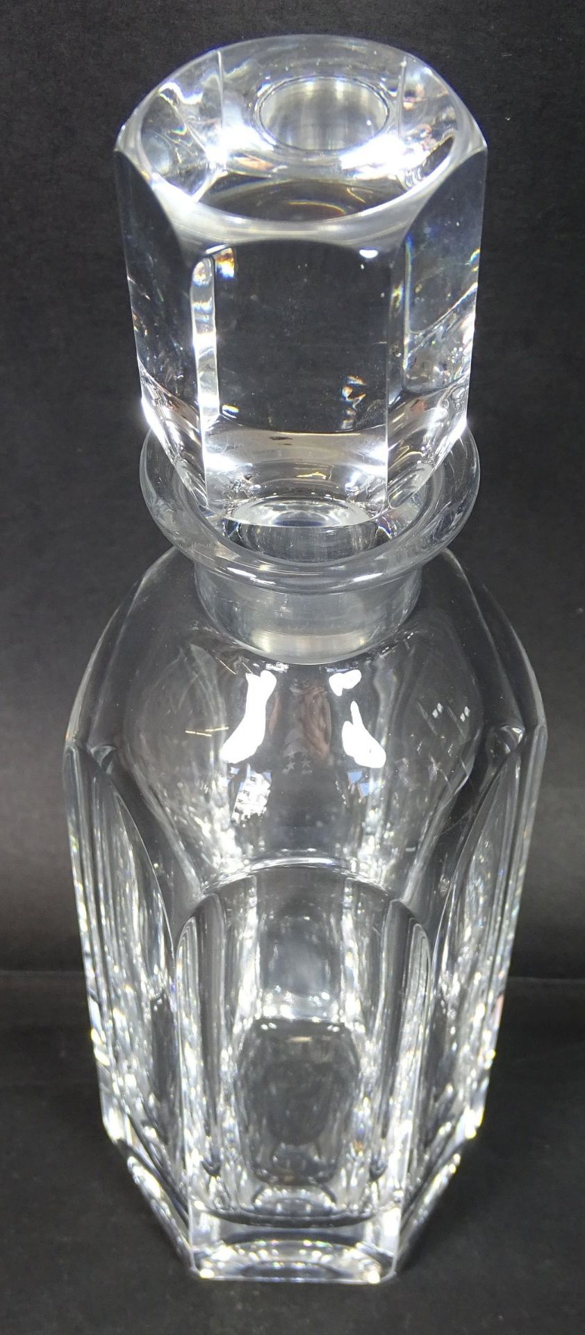 schwere Kristall-Karaffe, H-28 cm, Stöpsel minim. Abplatze - Bild 2 aus 5