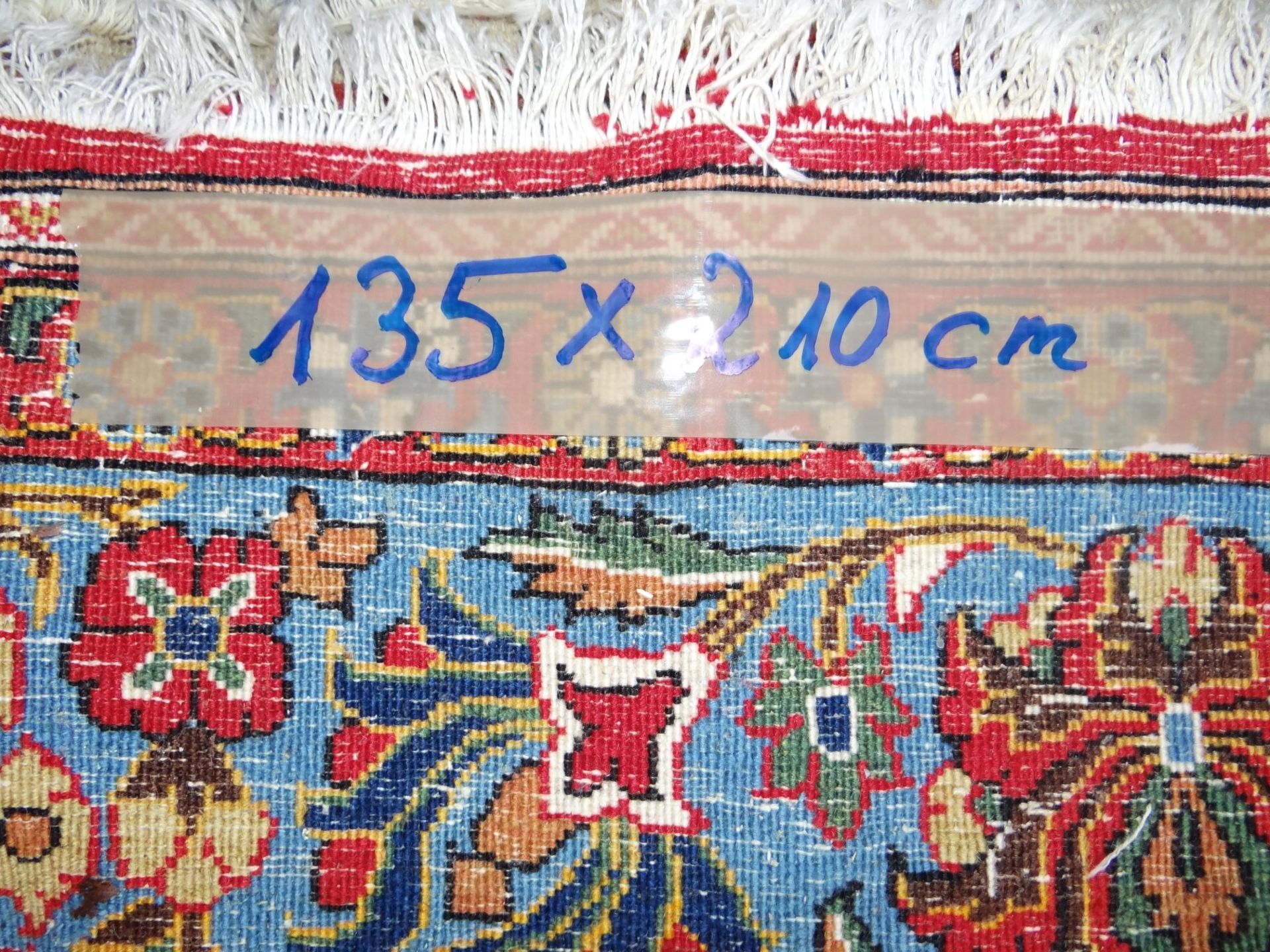 Orientteppich, Iran, 135x210 cm, an einer Ecke alter Mottenfrass. - Bild 7 aus 7