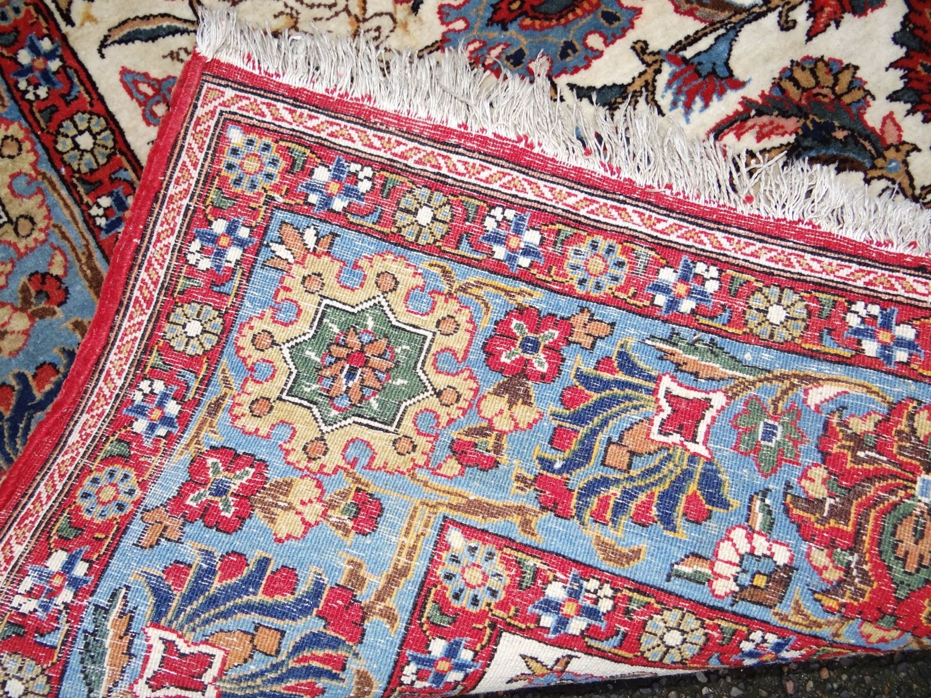 Orientteppich, Iran, 135x210 cm, an einer Ecke alter Mottenfrass. - Bild 6 aus 7