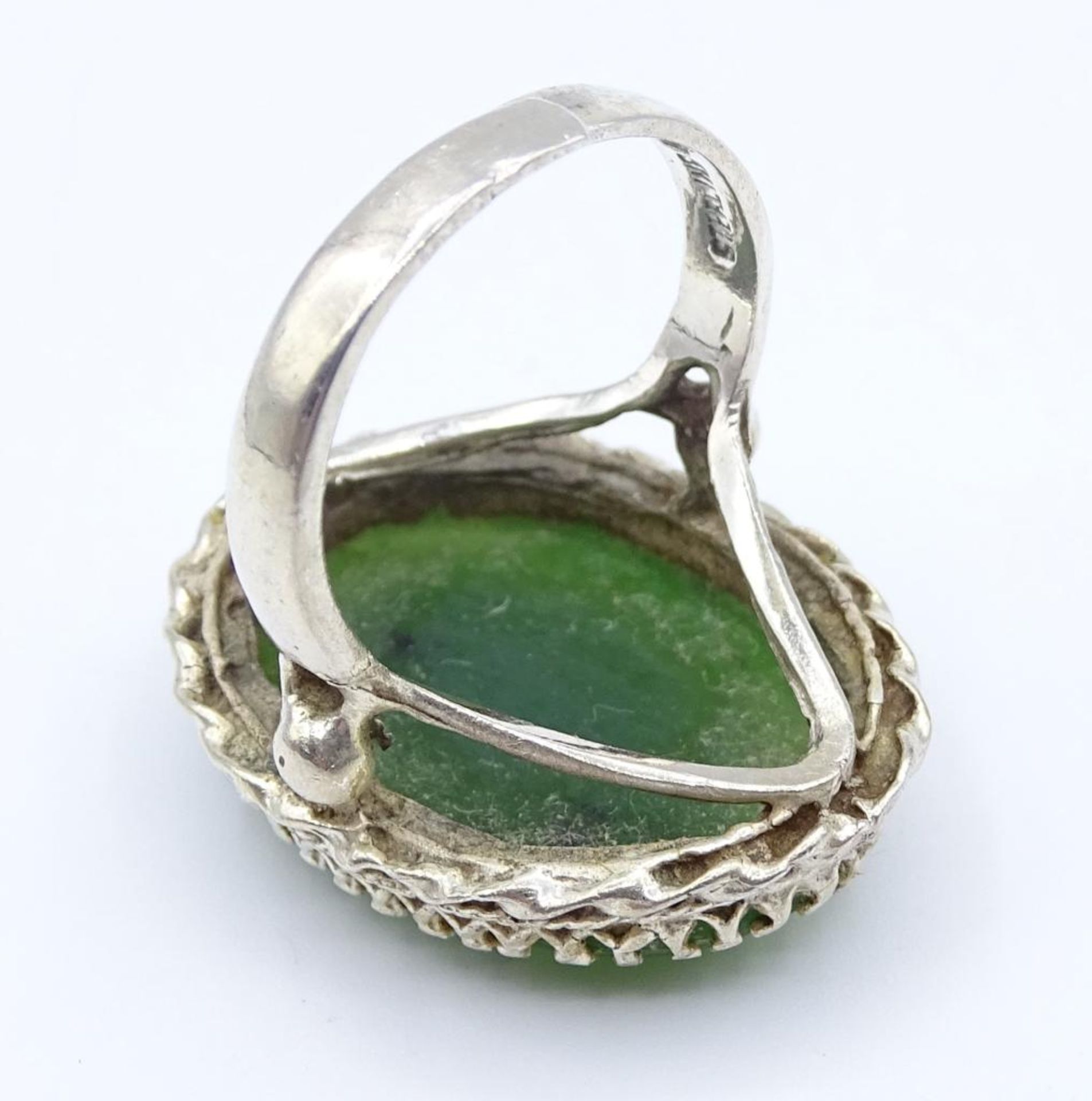 Jade Ring,Sterling Silber 925/000, 10,6gr., offene Ringschiene - Bild 4 aus 4