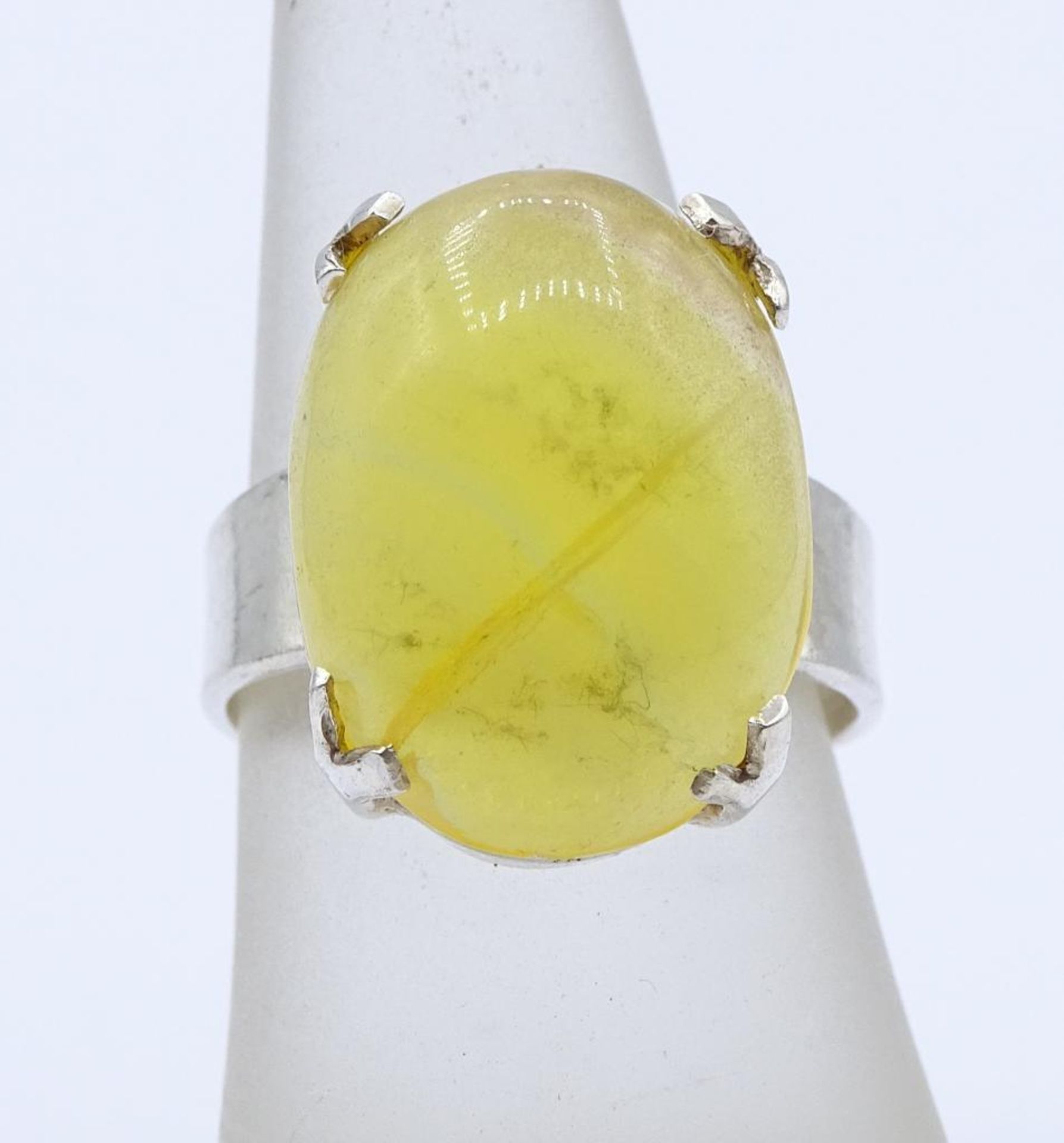 Silberring mit einen gelben Cabochon,Silber 925/000, 8,30gr., RG 55
