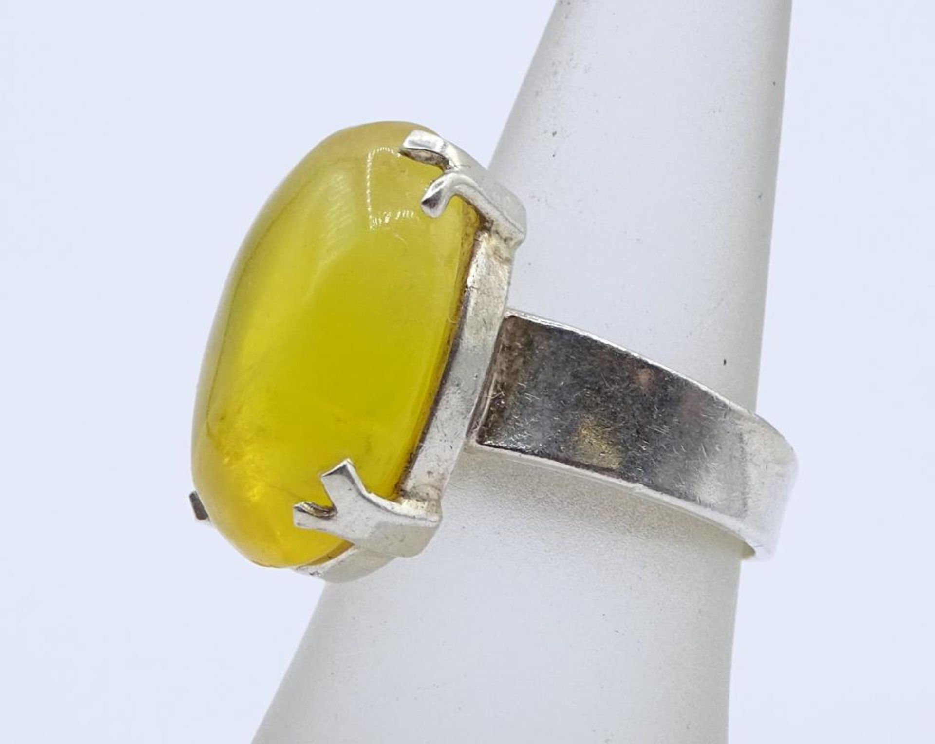 Silberring mit einen gelben Cabochon,Silber 925/000, 8,30gr., RG 55 - Bild 3 aus 3