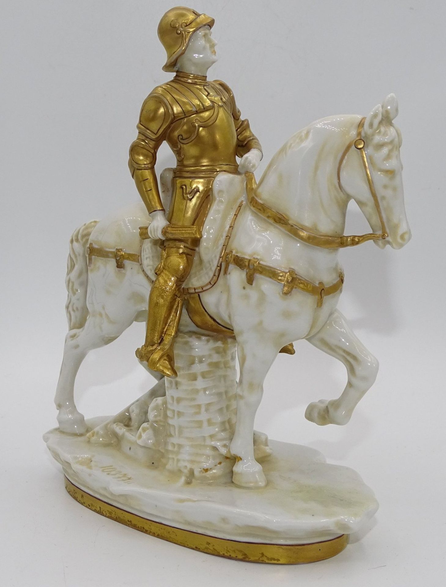 Reiterstandbild des Bartolomeo Colleoni, Venedig, weiss mit Gold, nur Nummer, H-16 cm, L-14 cm - Bild 3 aus 7