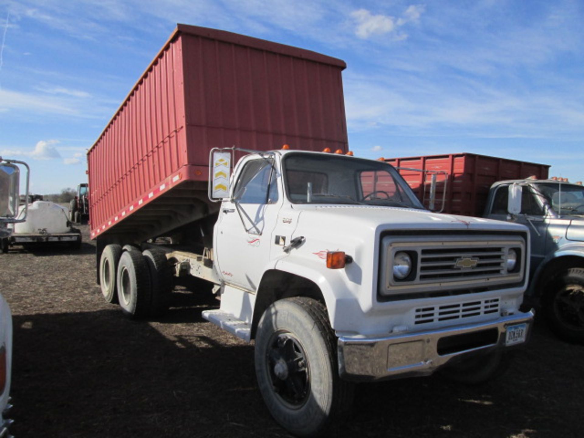 ’85 CHEVY C-70,366 MTR; 5&2 SPD, 16’ STEEL BOX, CARGO DOORS, 145000 MILES