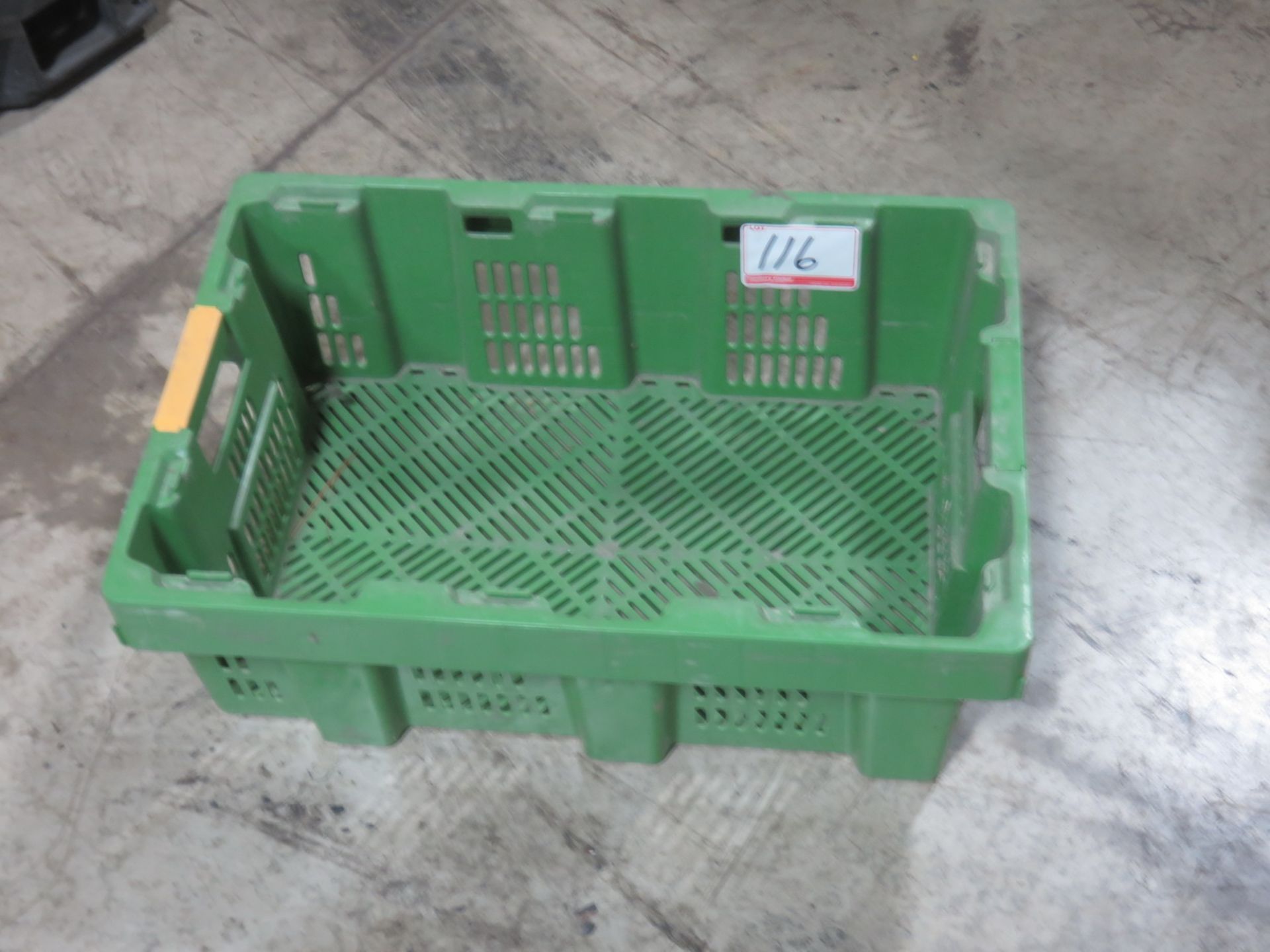 UNITS - GREEN PLASTIC 24 X 16 X 9" STACKABLE GROCERY TOTE BINS