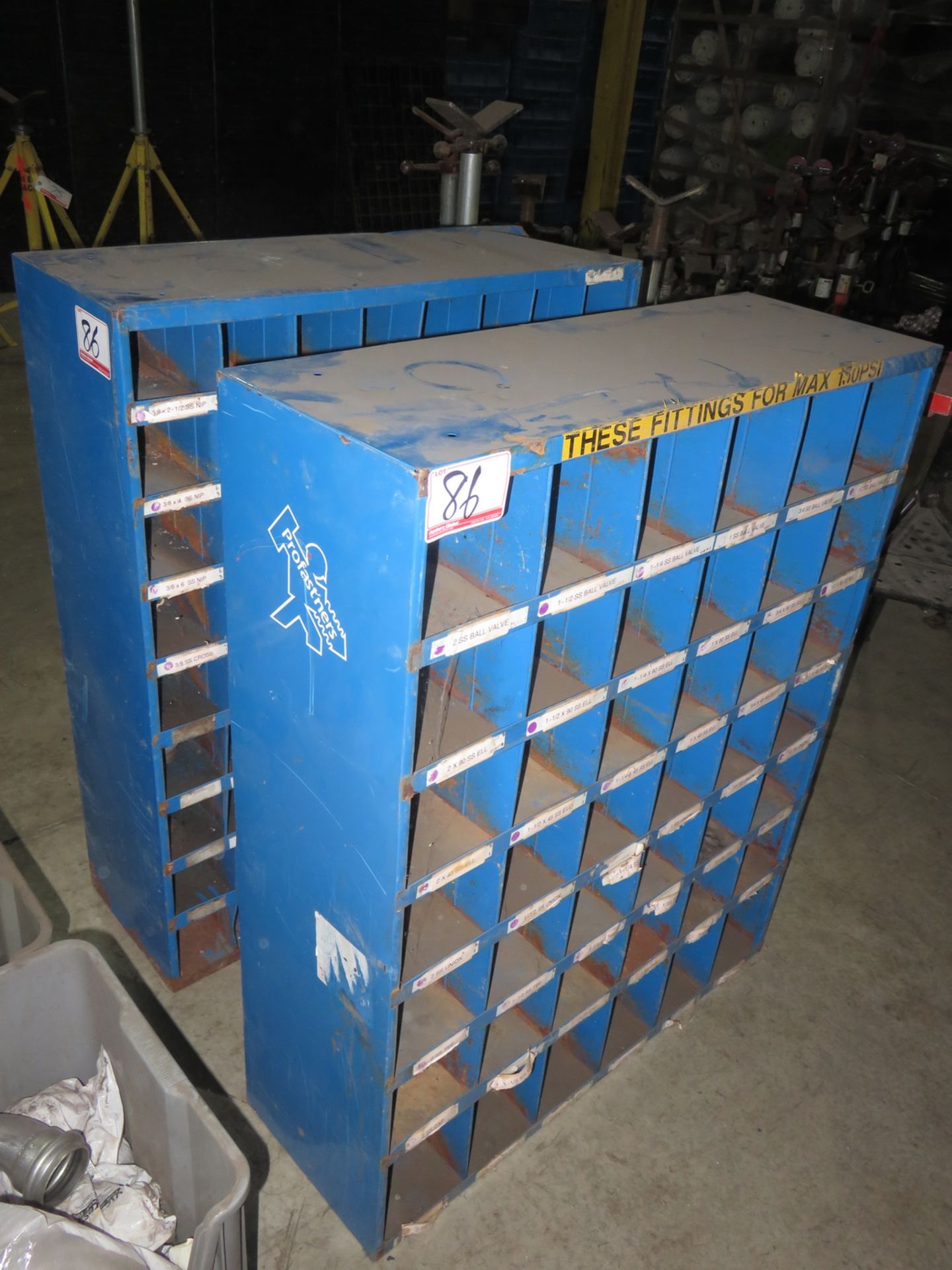 LOT - PRO FASTENERS BLUE STEEL PARTS BINS (2 UNITS) (EMPTY)