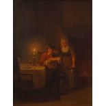Sjamaar, Pieter Gerhardus (1819 Amsterdam - 1876 Den Haag.): Interieur mit lesendem Mann am Tisch