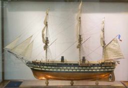 Großes Schiffsmodell der "Napoleon" 1850-1886, Maßst. 1:75 verschiedene Materialien, großes,