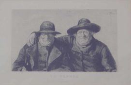 Ancher, Michael (1849-1927, Dänischer Maler): Zwei Freunde Originaltitel "To Venner" 1899 Radierung,