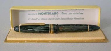 Mont Blanc: Kolbenfüller, "Meisterstück", 144G, Feder aus 585WG u.GG Klassischer Kolbenfüller,