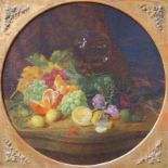 Muckley, William Jabez (1837-1905): "Stillleben von Melone und Grapefruit" 1859 Öl auf Leinwand,