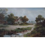 Turner, George (1843-1910, Cromford, Derbyshire in England): "Englische Landschaft mit Gehöft und