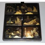 Goldlackbox/Spielbox Japan Edo Periode 1. H. 19. Jh Goldlack und Perlmutter vor schwarzem