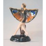 Goldscheider (Wien): Art Deco Figurine "Gefangener Vogel", Entwurf Josef Lorenzl Nach einem Tanz von