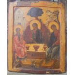 Das letzte Abendmahl-Troiza - Dreifaltigkeitsikone Russland 17. Jh. drei Engel bei Tisch als